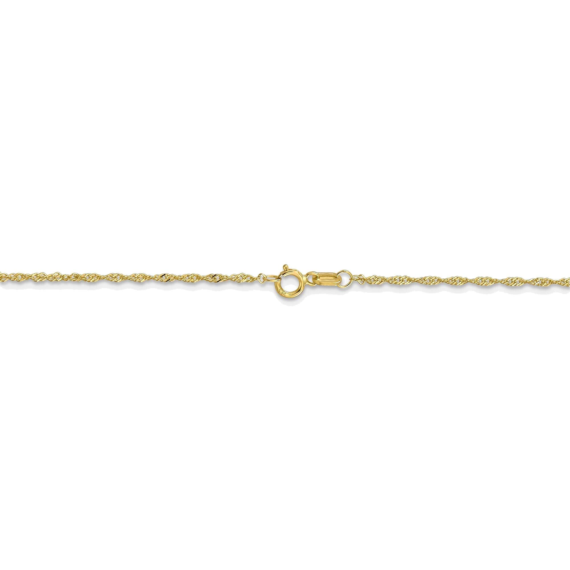 Bonyak 10K Yellow Gold Singapore Chain Necklace 1.10mm - Perfect for Layering, Gift Giving & Everyday Elegance