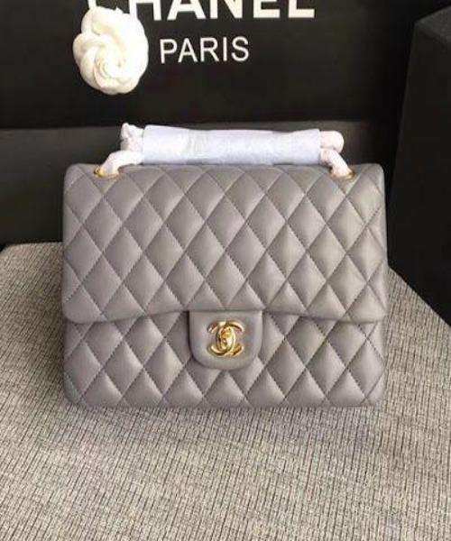 Chanel Mini Flap Bag Light Grey Lambskin Silver Hardware - Luxury Crossbody Purse for Women, Perfect for Date Night & Special Occasions