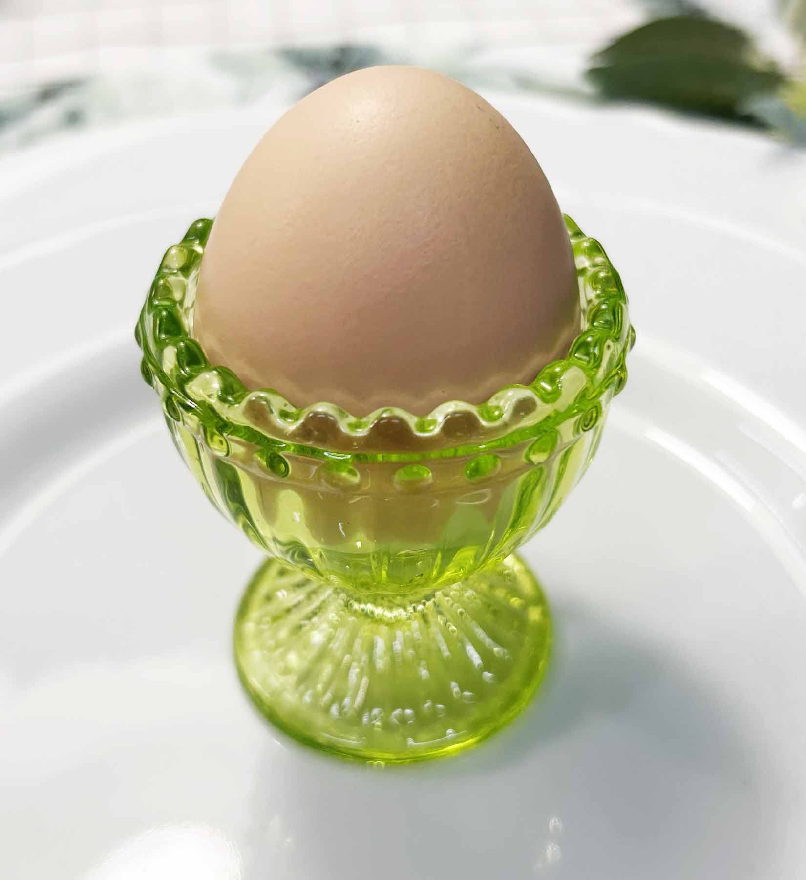 Premium Green Glass Easter Egg Cups - Set of 2 for Soft/Hard Boiled Eggs | Elegant Breakfast & Brunch Tableware, Easter Decorations & Spring Party Favors | Perfect for Easter Celebrations, Brunch Gatherings & Kitchen Decor