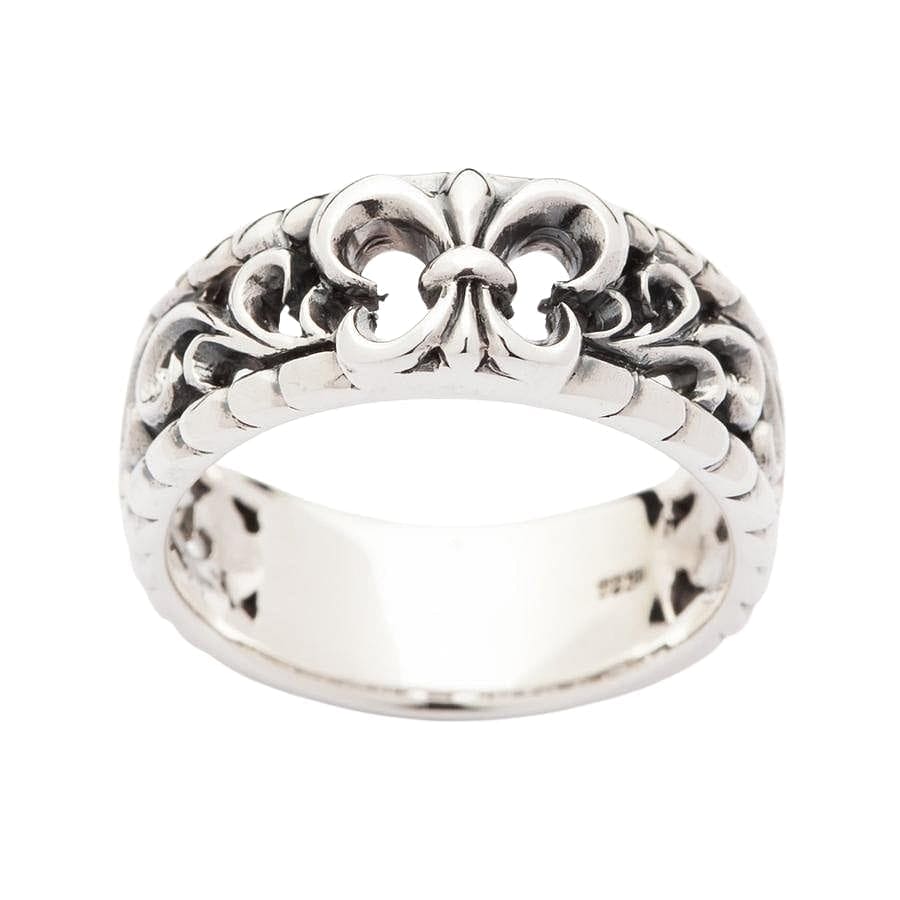 Sterling Silver Fleur De Lis Gothic Band Ring for Women - Elegant Vintage Style Jewelry for Weddings, Parties, and Everyday Wear