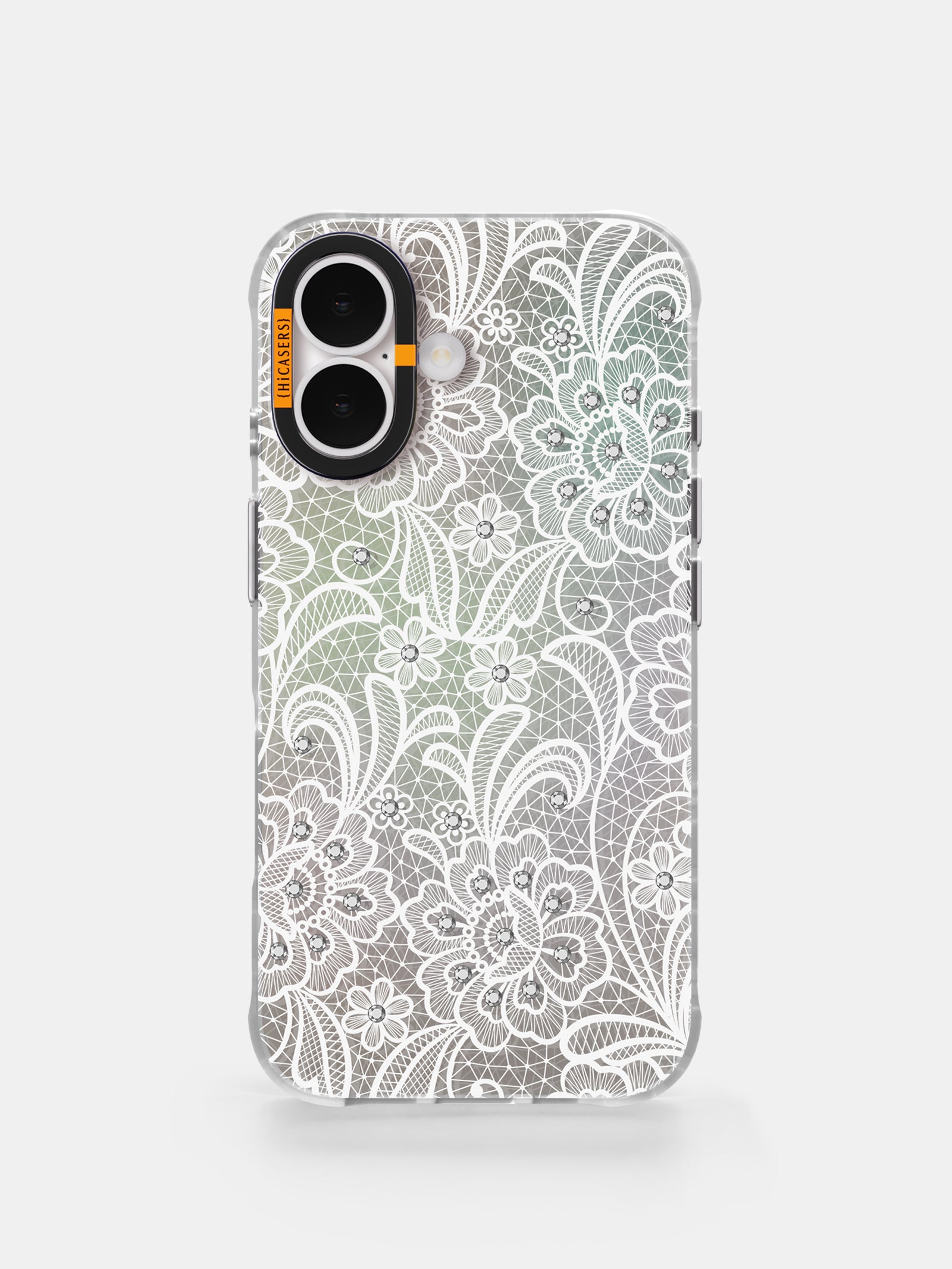 Iridescent Lace Mirror Case - Elegant White Phone Cover for iPhone & Samsung | Perfect for Weddings, Parties & Special Occasions