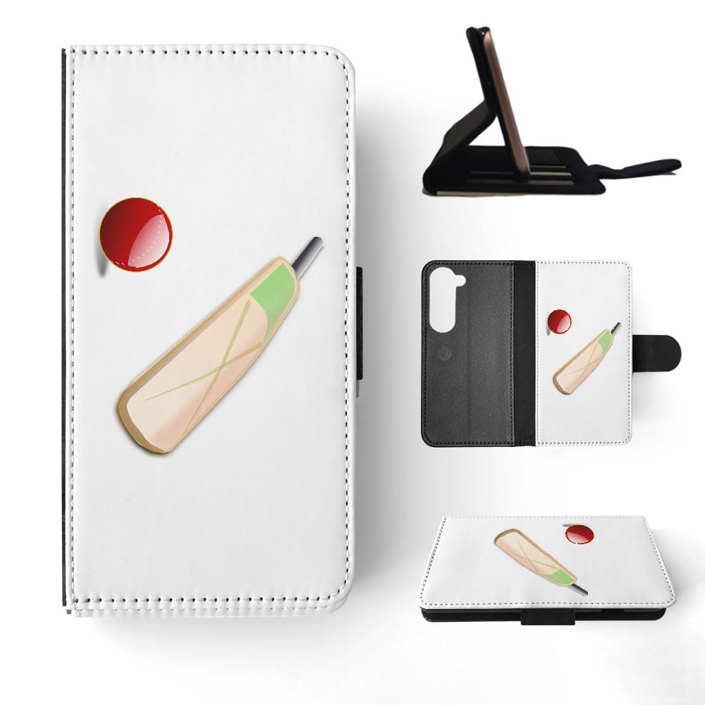 Foxercases Cricket Sports 3 FLIP Wallet Phone Case Cover for Samsung Galaxy S23 Ultra - Slim Protective Leather Card Holder with RFID Blocking for Credit Cards & ID - Perfect for Sports Fans & Outdoor Activities