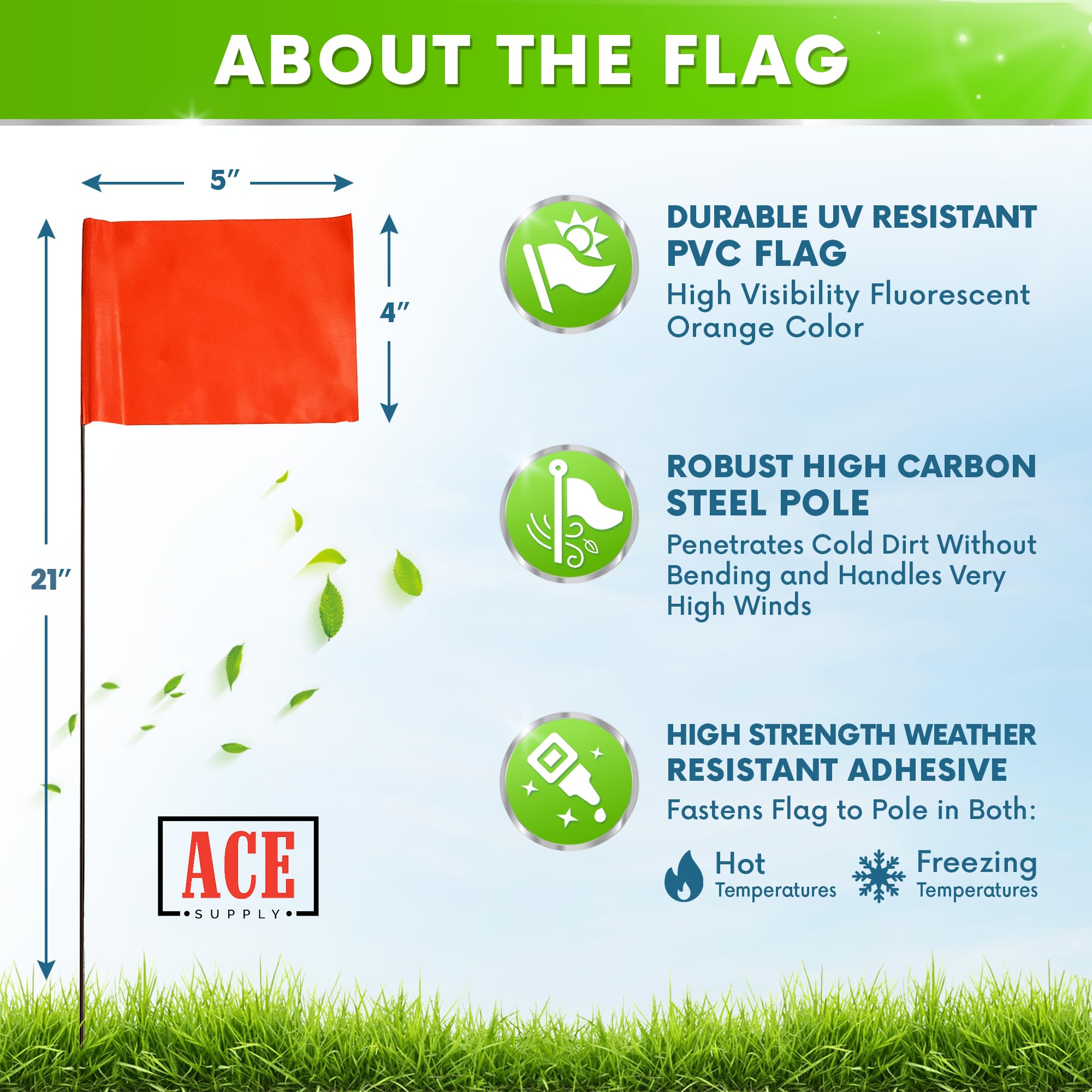 Fluorescent Orange Marking Flags 1000 Pack - 4x5x21 Inch Bulk Yard Flags for Lawn Care, Irrigation, Landscaping, Survey & Sprinkler Head Marking - Perfect for Property Boundaries, Utility Lines & Construction Sites