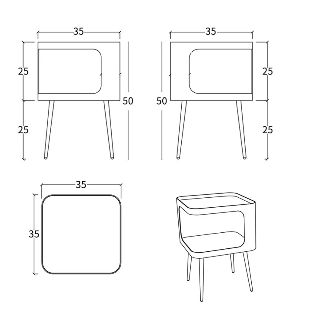 Modern Wrought Iron Bedside Table - Small Nightstand with Storage for Bedroom, Living Room, Dorm & Kids Room | Space-Saving Side Table for Coffee, Books & Essentials
