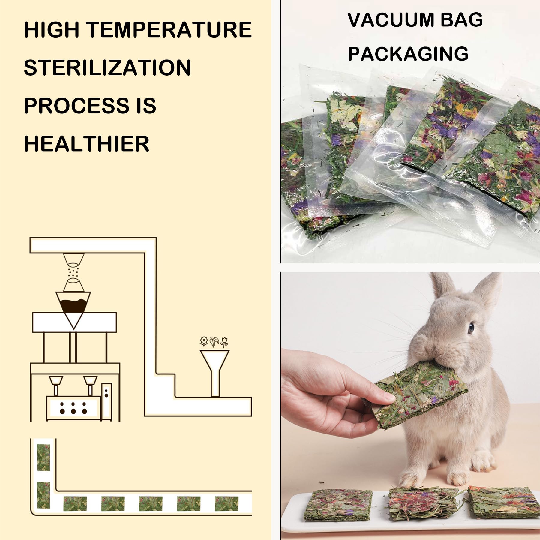 10 Pack Natural Timothy Hay Bunny Chew Toys with Herbal Flowers - Small Animal Teeth Care Treats for Rabbits, Guinea Pigs, Hamsters & Chinchillas - Perfect for Cage Enrichment and Dental Health