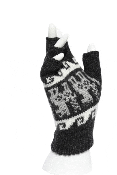 Alpaca Wool Fingerless Gloves for Women - Soft & Warm Inca Pattern Knitted Mittens - Perfect for Typing, Driving & Outdoor Activities in Cold Weather