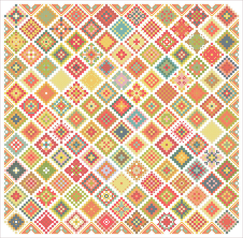Daybreak Granny Square Cross Stitch Pattern - DIY Crochet Blanket & Home Decor Project for Beginners