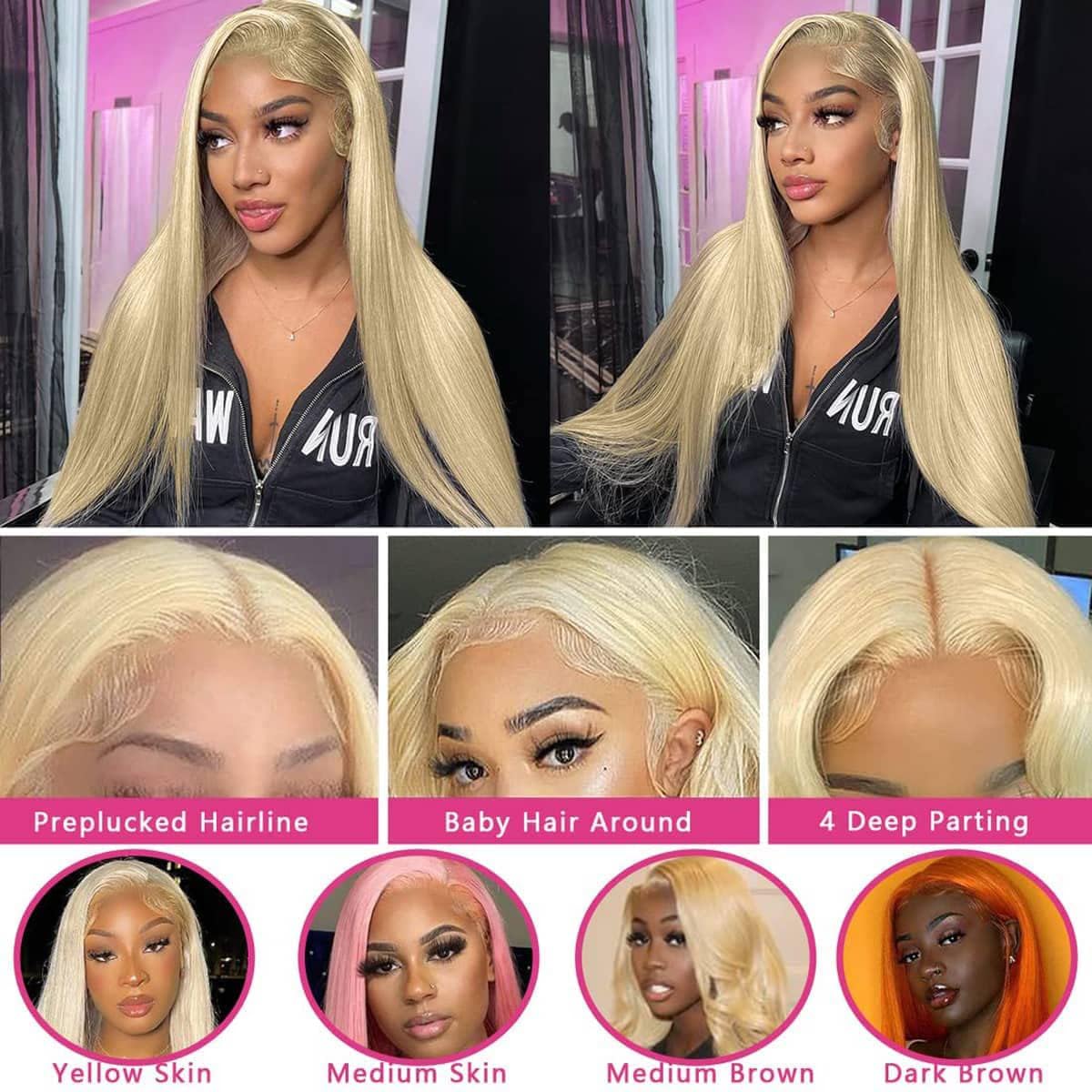 613 Lace Front Wig Human Hair 13x4 HD Transparent Straight Blonde Wigs 150% Density 22 Inch - Perfect for Daily Wear, Cosplay, and Special Occasions