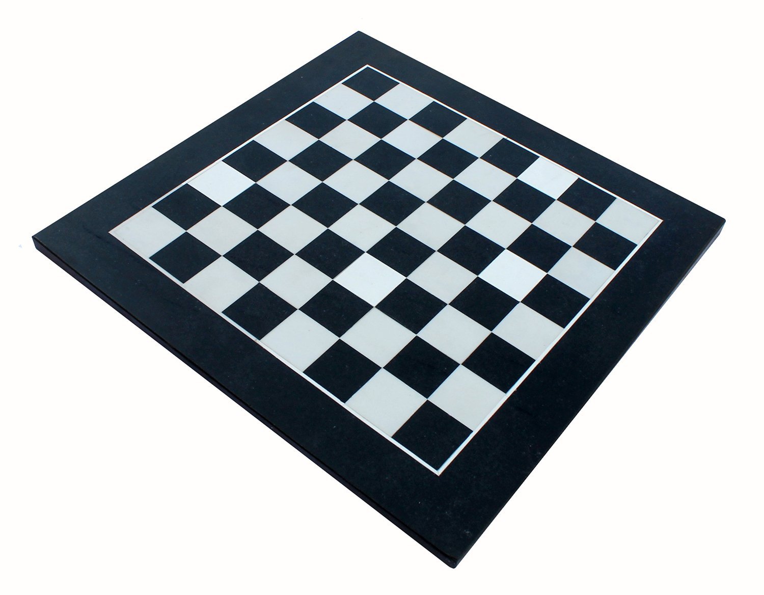 Premium StonKraft Black Natural Stone & White Marble Chess Board Set - 15