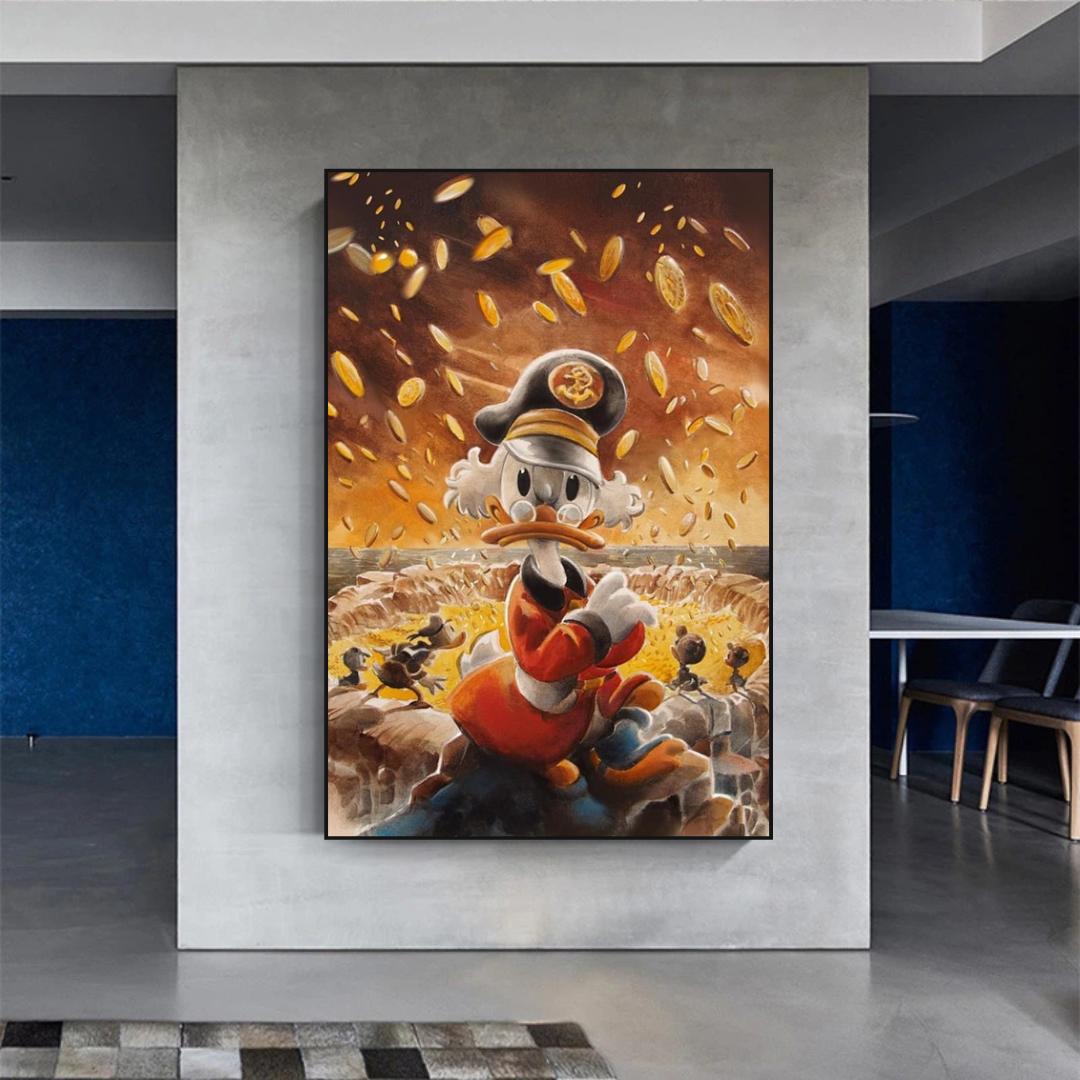 Scrooge McDuck Money Well Millionaire Canvas Wall Art - Disney Inspired Decor for Home, Office & Gifts - Perfect for DuckTales Fans & Disney Collectors