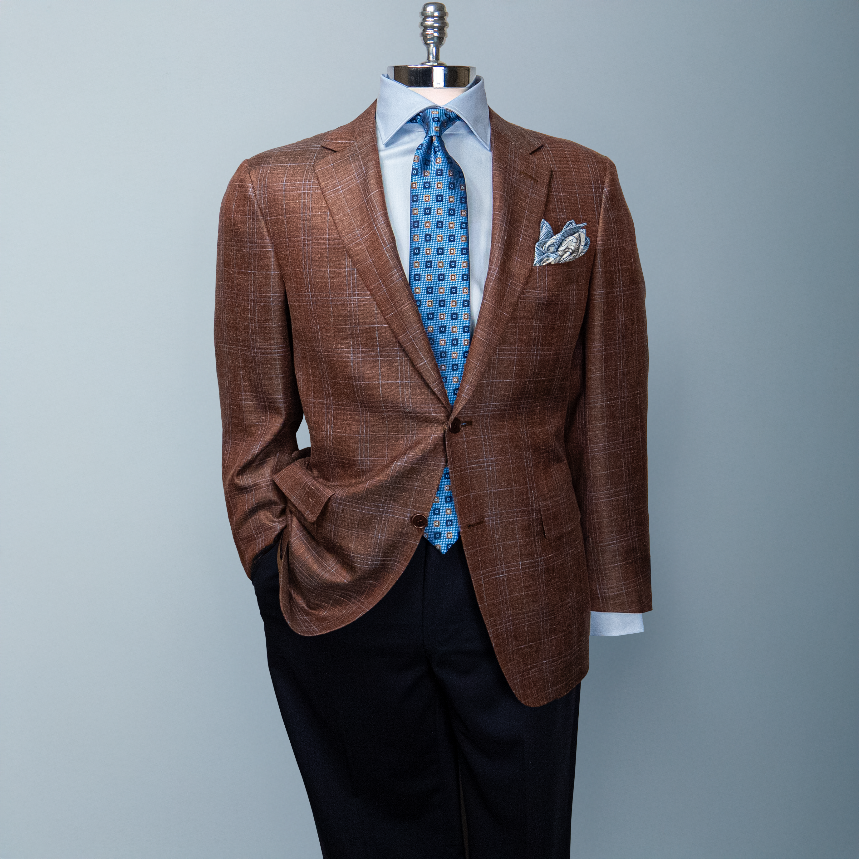 CANALI Men's Brown Plaid Suit - Premium Wool Business Suit for Office, Wedding & Formal Events
