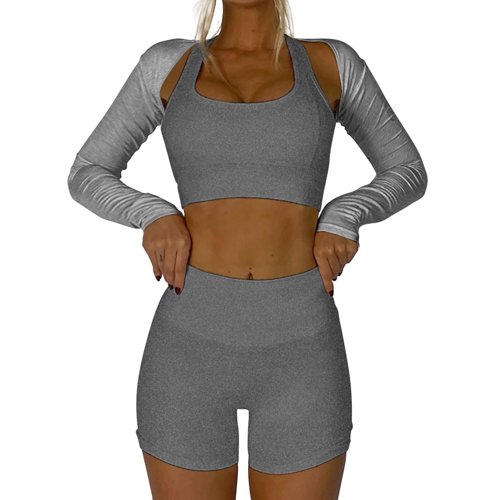 Women's 2-Piece Gym Set - High Waisted Shorts & Sports Bra for Workout