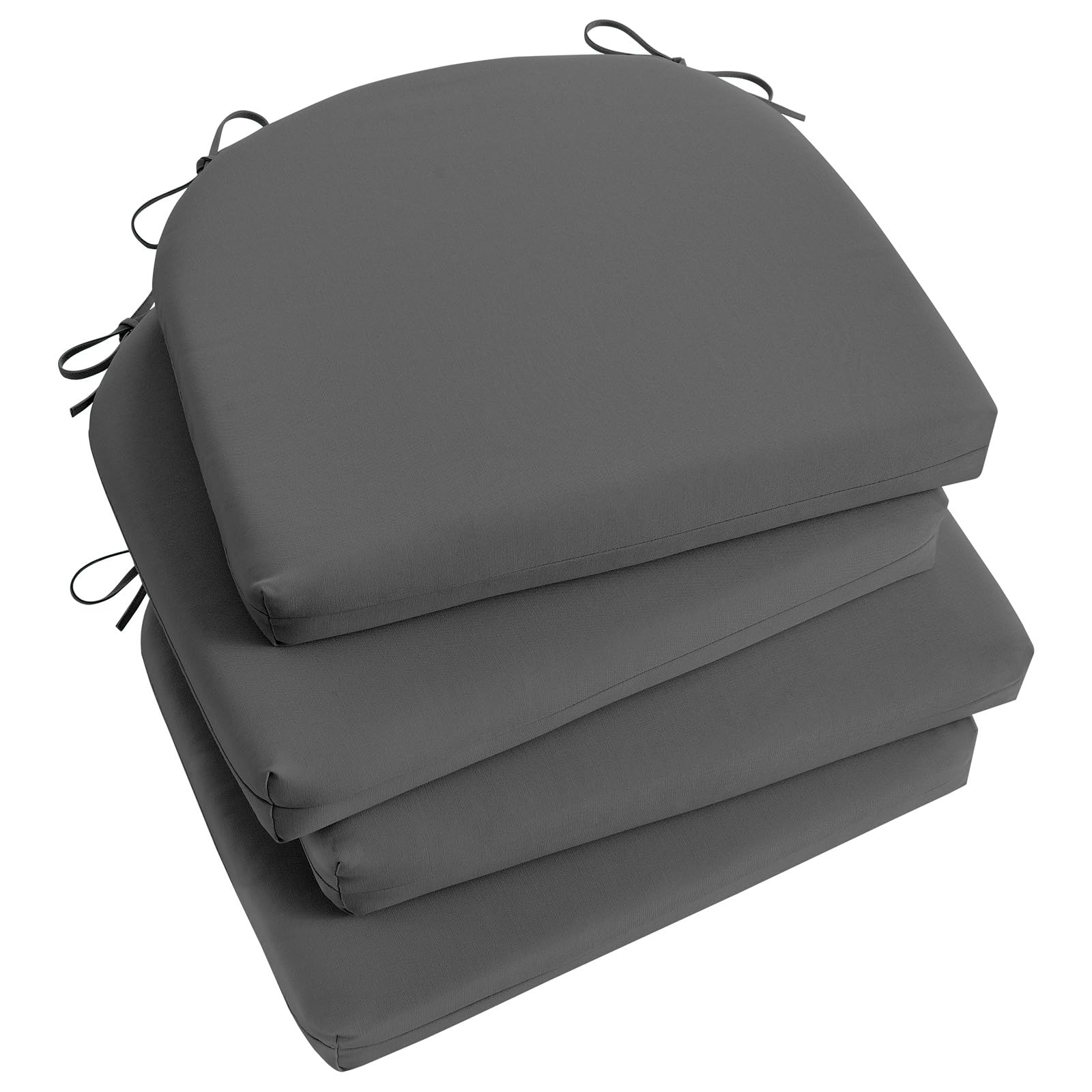 Premium Outdoor Chair Cushions Set of 4 - Water Resistant Patio Furniture Cushions with Secure Ties (17x16x2 Inches, Charcoal Grey) - Perfect for Backyard, Deck, Poolside & Garden Relaxation