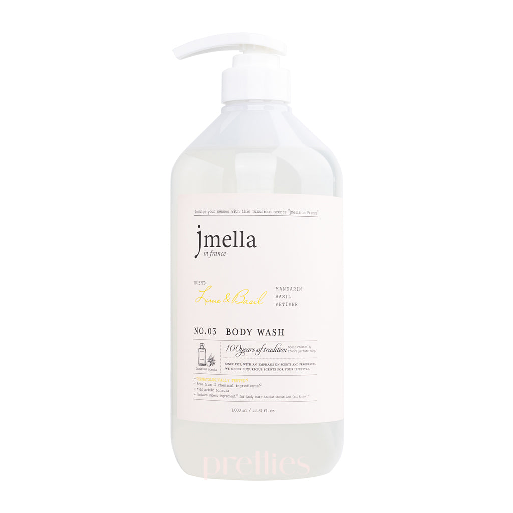 JMella Luxurious Fragrance Body Wash - Lime & Basil Scent, 1000ml Large Bottle for Daily Shower & Spa Relaxation at Home