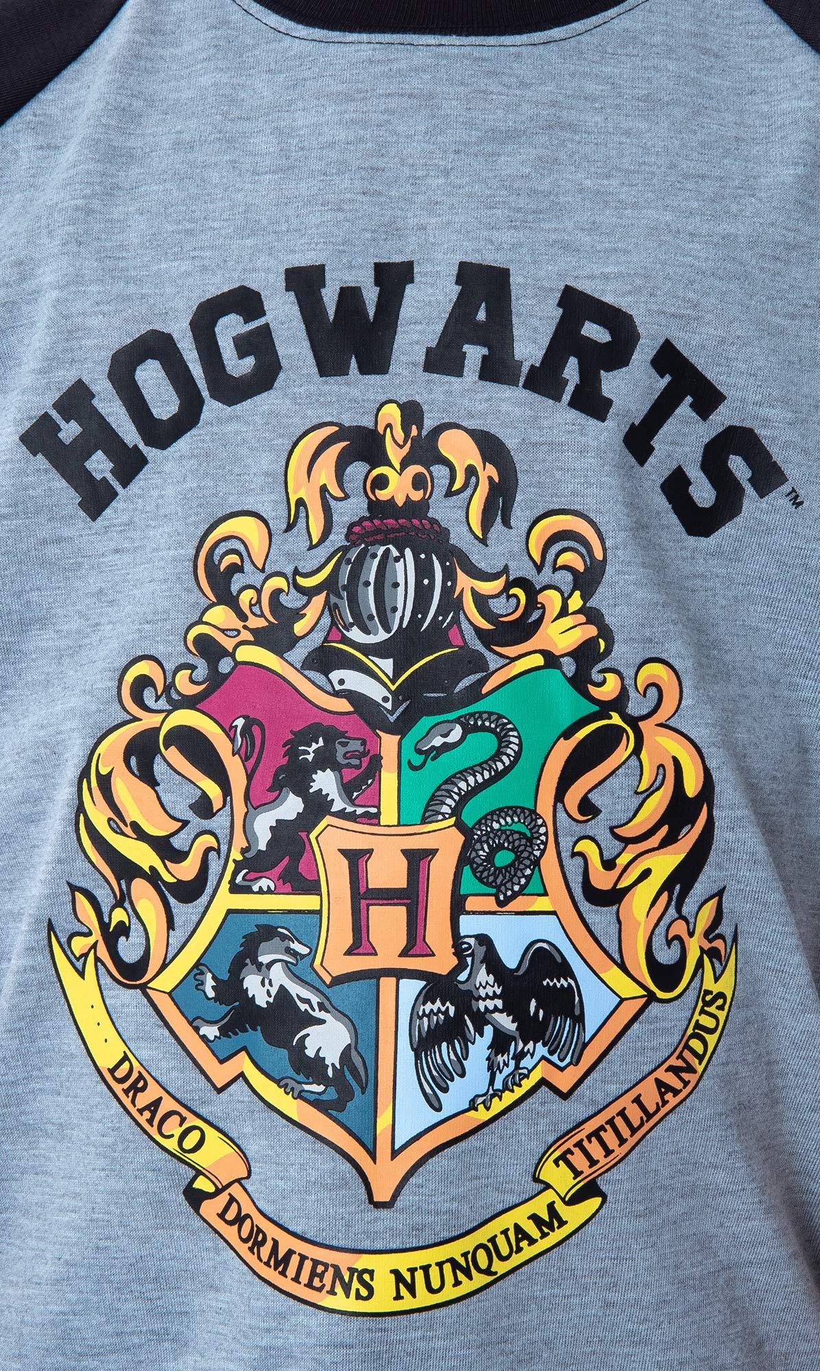 Harry Potter Boys' Pajama Set - Hogwarts Castle Crest Logo Raglan Shirt & Shorts 2-Piece Sleepwear | Comfortable Kids' PJs for Bedtime, Movie Nights & Harry Potter Themed Parties