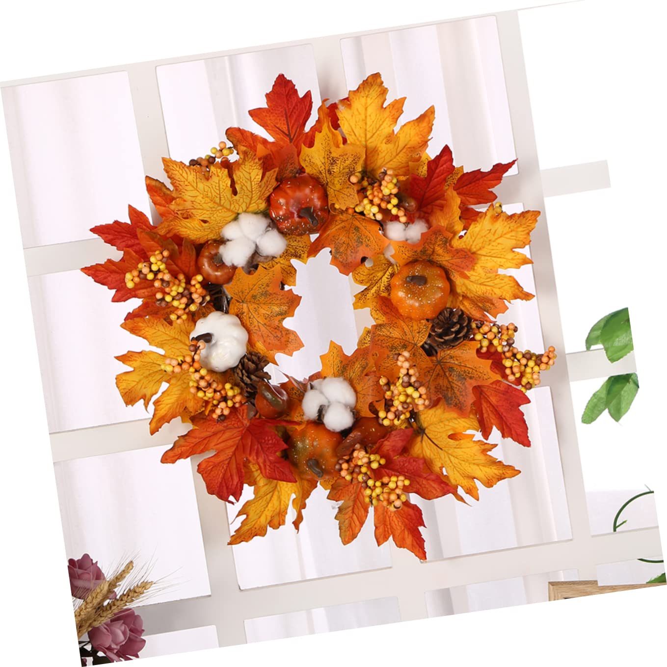 COHEALI Elegant Floral Wreath for Windows - Halloween & Christmas Decorations | Seasonal Home Decor for Doors, Weddings, Thanksgiving & Festive Celebrations