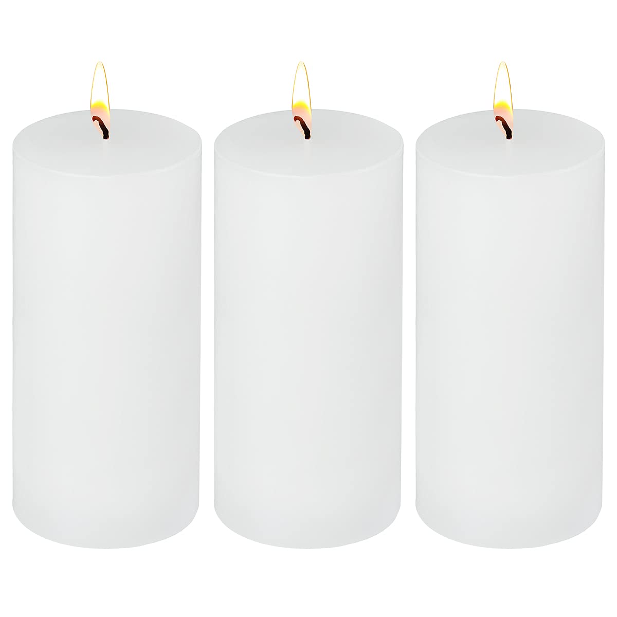3x6 Inch Unscented Pillar Candles - 3 Pack for Home, Wedding & Emergency Use