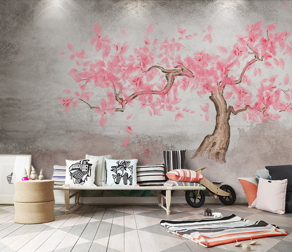 Pink Tree Wallpaper Murals - Vibrant & Stylish Peel and Stick Wall Décor for Bedroom, Living Room, Nursery | Nature-Inspired Botanical Wall Art for Home & Office