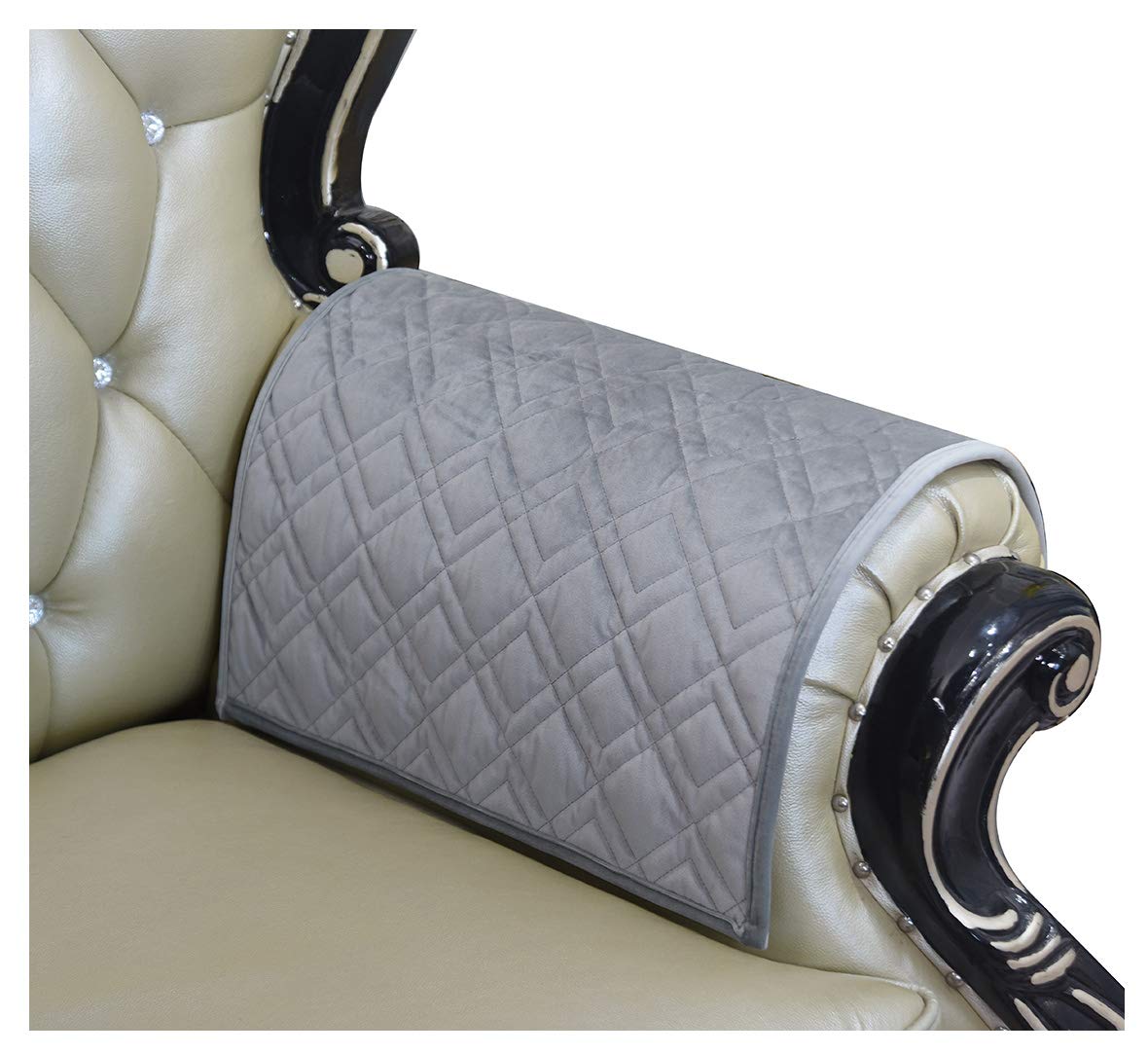 HAOMAIJIA Non-Slip Quilted Armrest Covers for Sofa & Recliner - 2-Piece Set, Furniture Protector for Leather Couches & Armchairs (BGray) - Perfect for Living Room, Office & Home Theater Seating Protection