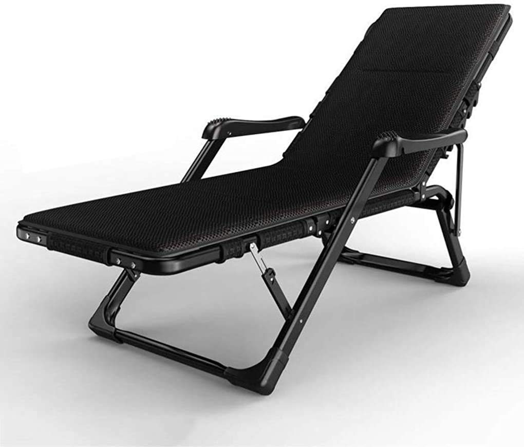 SGSG Folding Beach Chair with Removable Cotton Pad - Portable Outdoor Camping Chair, Garden Sunbed with Massage Armrests & Adjustable Lazy Back - Perfect for Beach, Backyard, Picnic, and Outdoor Relaxation