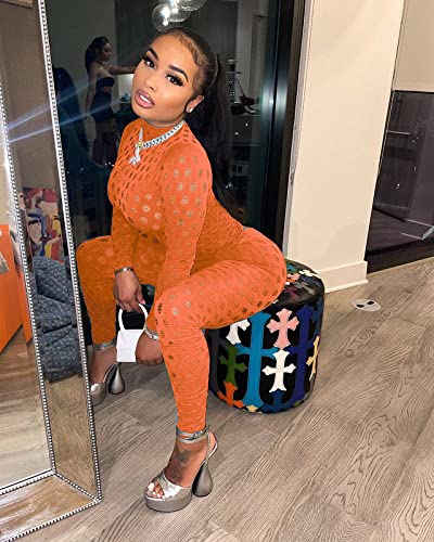 Sexy Women's Club Outfits - Long Sleeve One Piece Jumpsuit Bodysuit with Bodycon Leggings | Perfect for Nightclubs, Parties & Date Nights