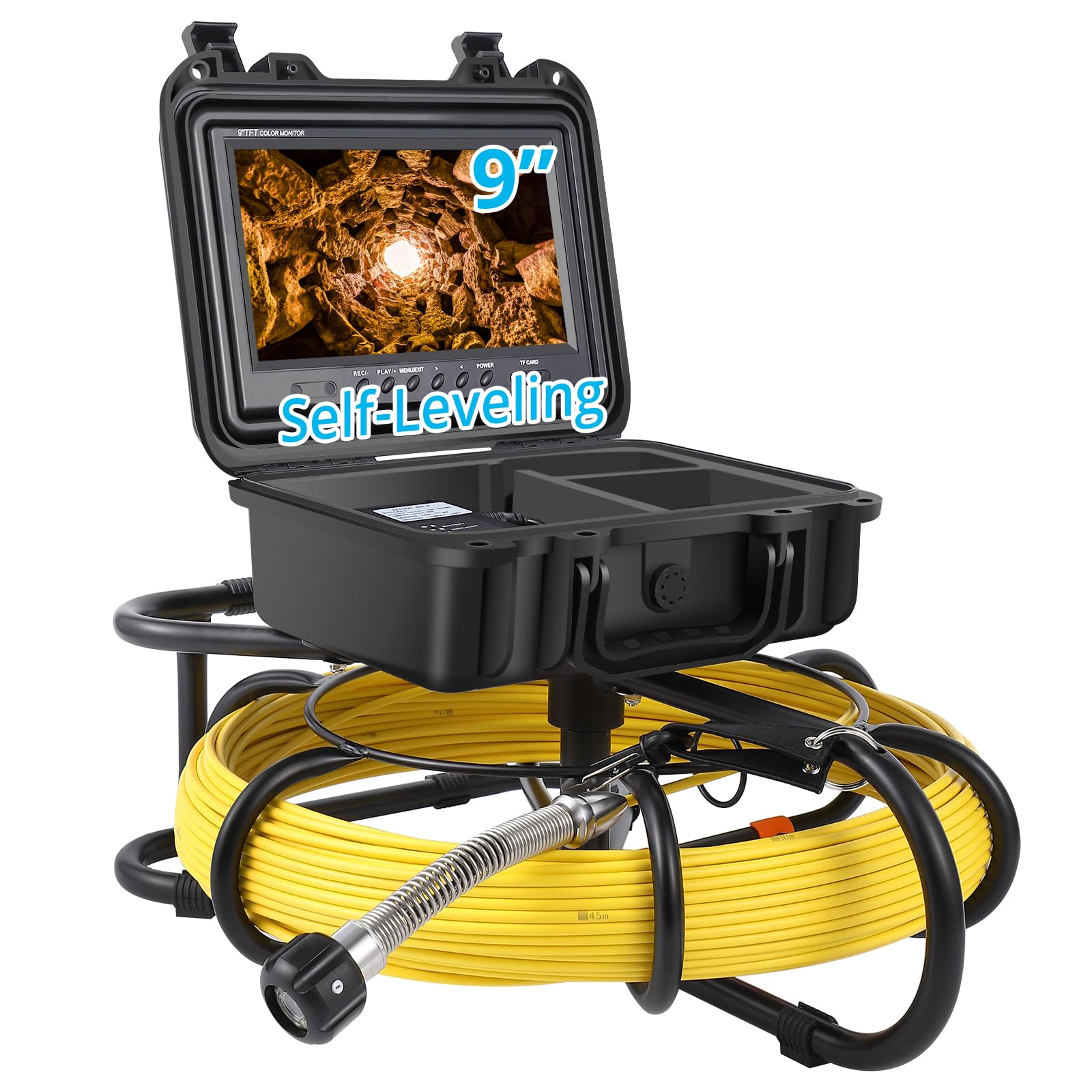 GARVEE 165ft Sewer Inspection Camera with 9 Inch LCD Screen, Adjustable LED Lights, DVR Recording & IP68 Waterproof - Perfect for Plumbing, Pipe Inspection & Drain Cleaning