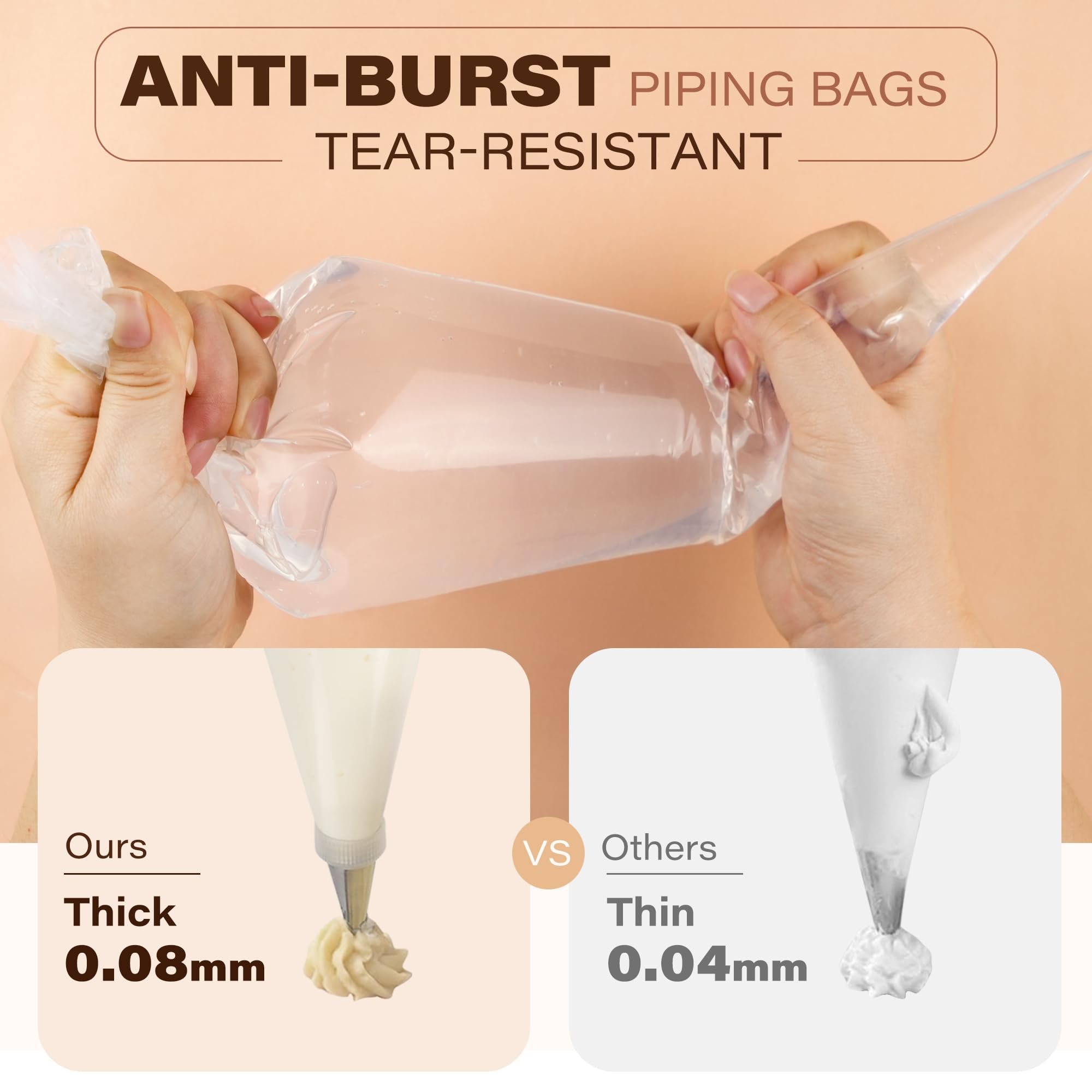LotFancy 18 Inch Disposable Piping Bags - Pack of 100 Extra Thick Anti-Burst Pastry Bags with 5 Clips - Professional Cake Decorating Supplies for Cupcakes, Cookies, Frosting & Dessert Decoration - Perfect for Home Baking, Party Treats & Bakery Business