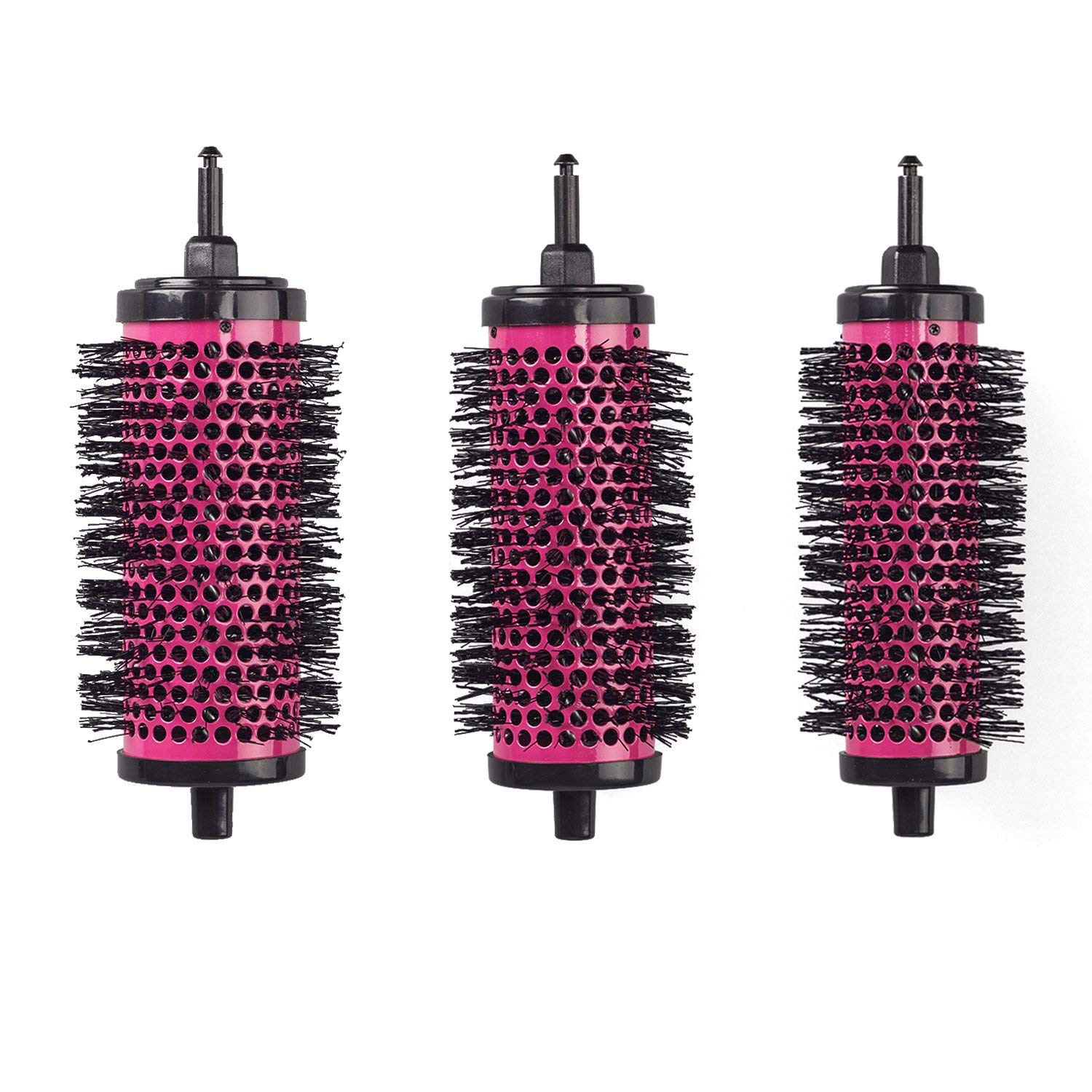 LIGICKY Blowout Brush Set with Detachable Barrels - 6 Round Brushes for Hair Styling (1 Handle, Small/Medium/Large Sizes) - Perfect for Salon, Home & Travel Use - Pink