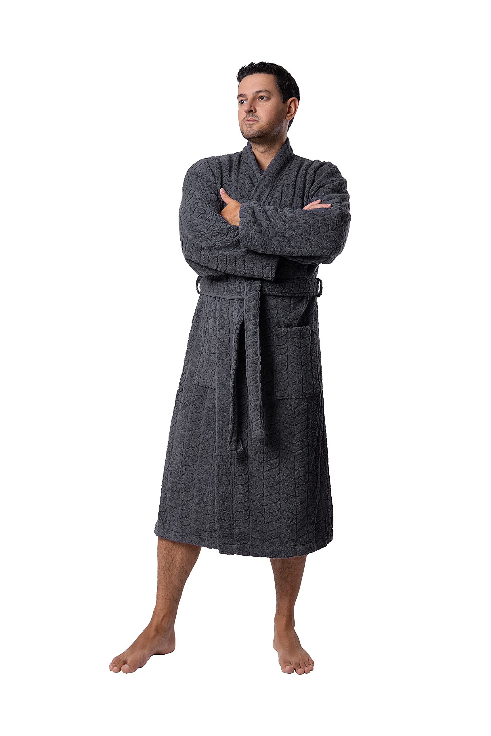 BAGNO MILANO Men's Luxury Turkish Cotton Bathrobe - Soft Plush Kimono Style Robe for Spa, Lounge & Home Relaxation