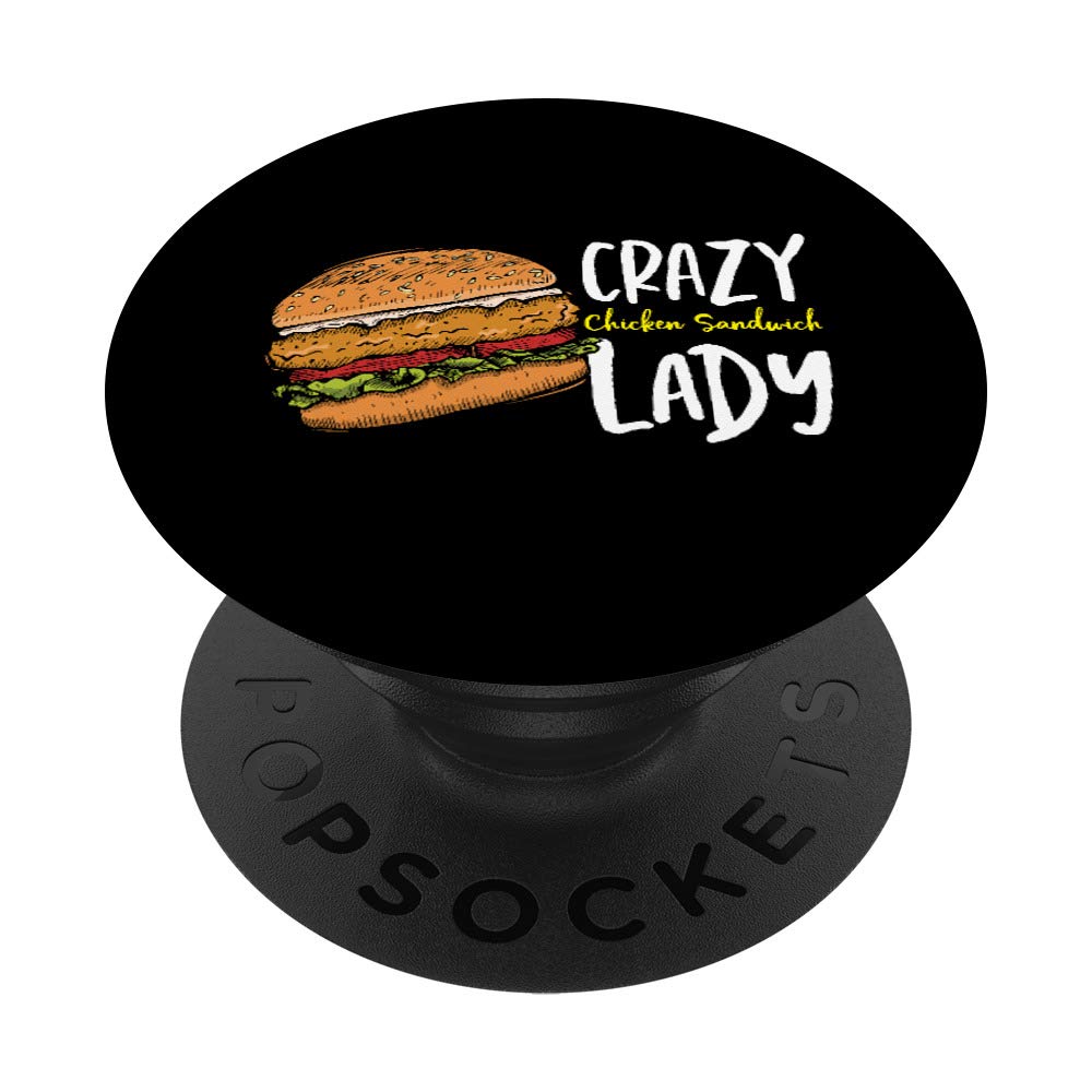Funny Fast Food Burger PopSockets Grip & Stand - Crazy Chicken Sandwich Lady Design for Phones & Tablets | Perfect for Office Humor, Gift Giving & Fast Food Lovers