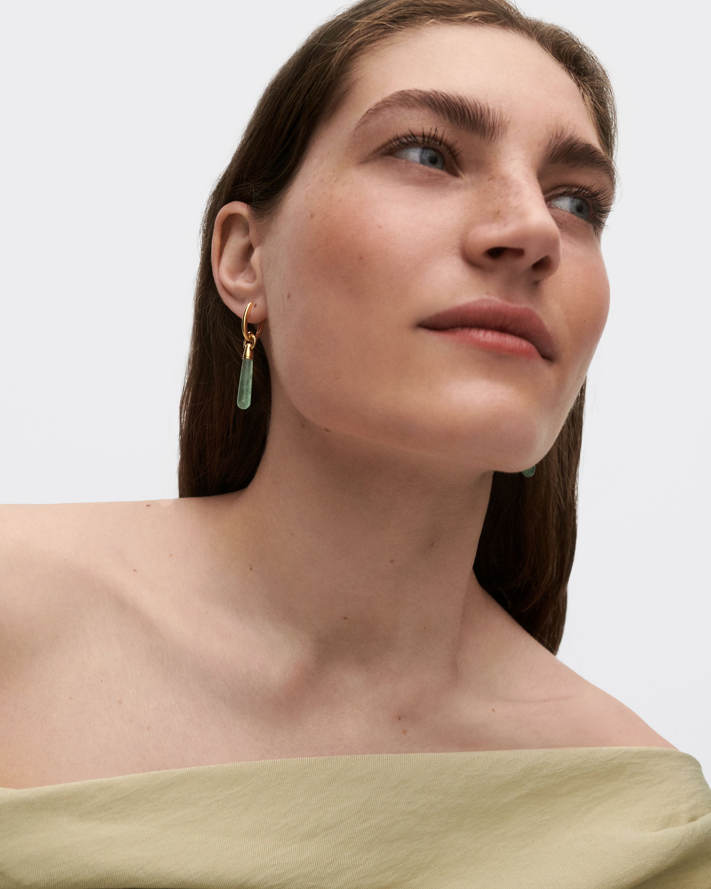Green Aventurine Large Jupiter Single Hoop Earrings - Natural Stone Jewelry for Women - Perfect for Meditation, Yoga & Spiritual Healing