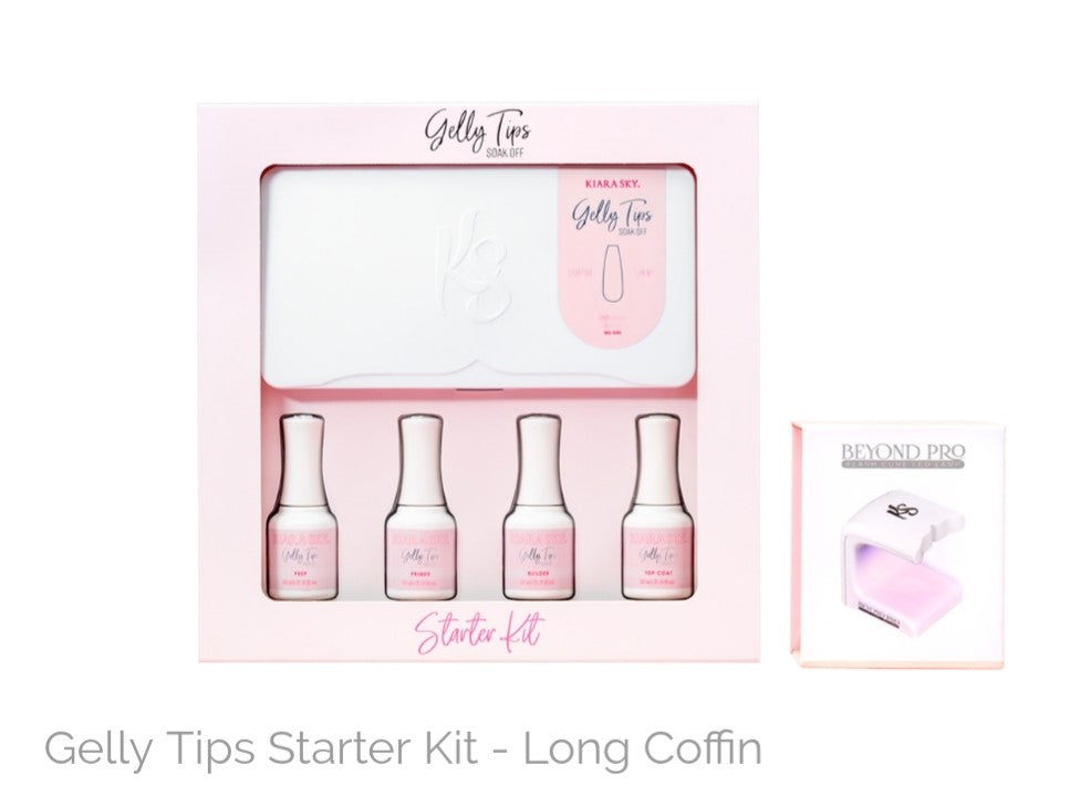 KIARASKY GELLY TIPS STARTER KIT - Long Coffin Shape Nail Tips for Professional Salon & DIY Manicure at Home | Perfect for Gel Extensions & Acrylic Nails