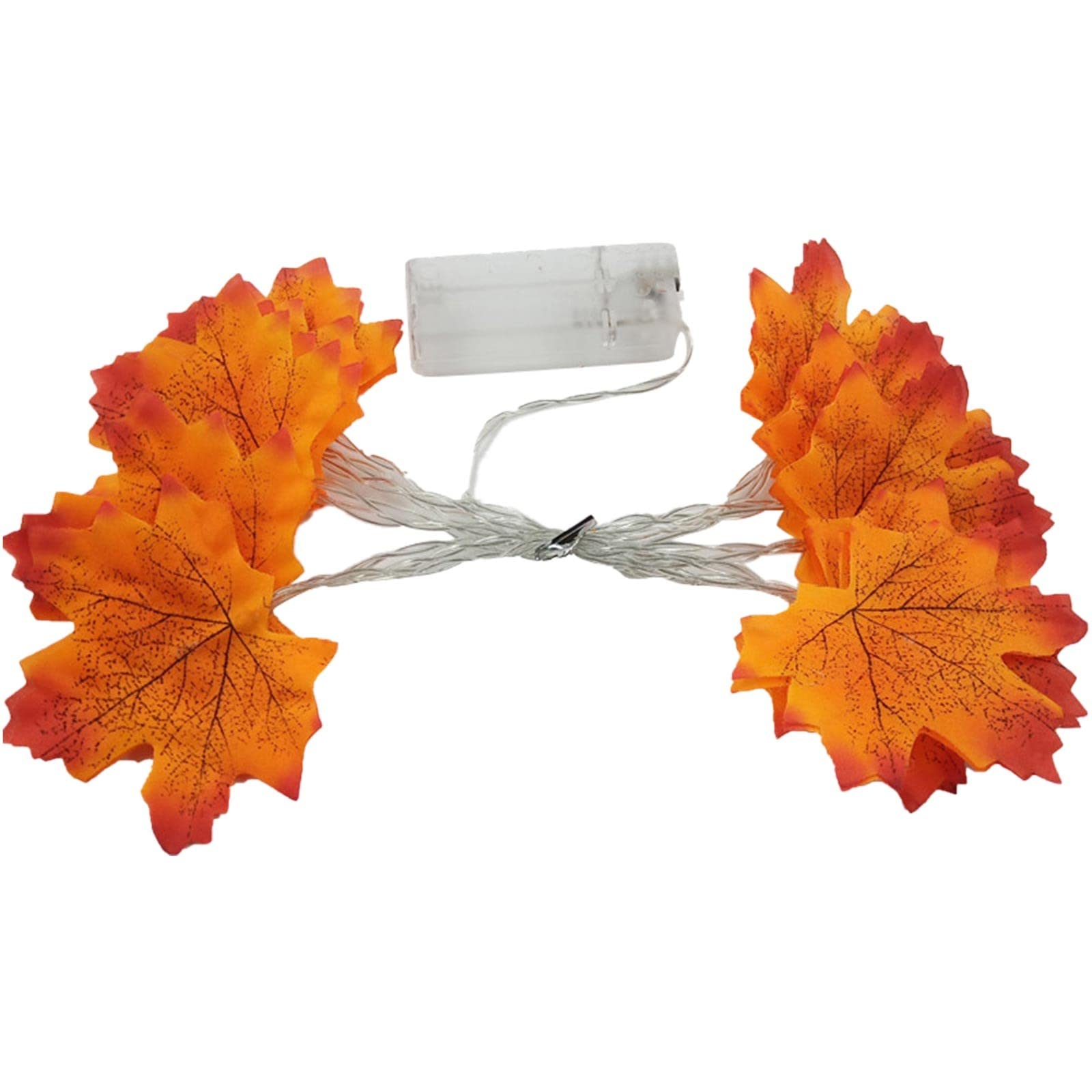 Thanksgiving & Halloween LED Maple Leaf String Lights - 6M 40 Lights with Double Leaf & 3 Battery Box - Indoor/Outdoor Decorative Lighting for Party, Garden, Yard, Patio, Christmas Tree & Home Decor - Includes 1000 Glow Sticks (One Size)