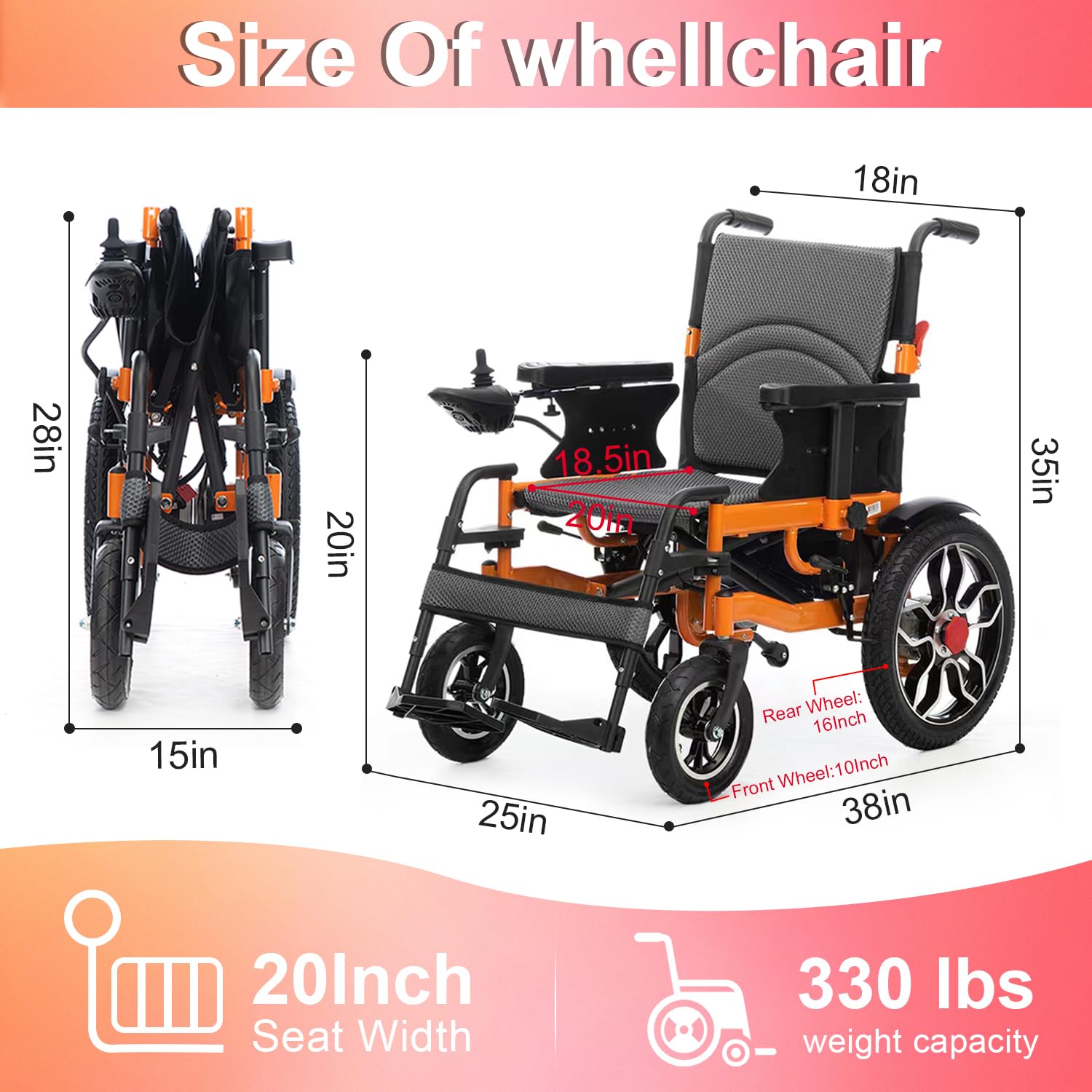 20 Miles Long Range All-Terrain Electric Wheelchair for Adults - Lightweight Foldable Motorized Wheelchair with Intelligent Power System - FAA Approved Portable Wheelchair for Seniors & Travel (Ideal for Outdoor Adventures, Air Travel & Daily Mobility)