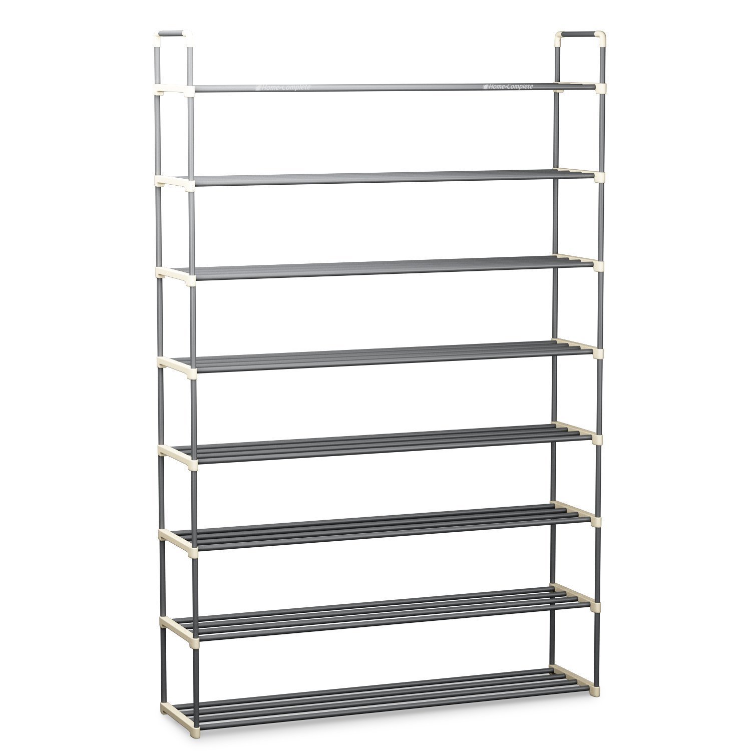 8-Tier Shoe Rack Organizer for Closet, Bathroom & Entryway - Holds 40 Pairs of Shoes, Sneakers, Heels & Boots - Space Saving Storage Solution by Home-Complete (Gray) - Perfect for Small Spaces & Home Organization
