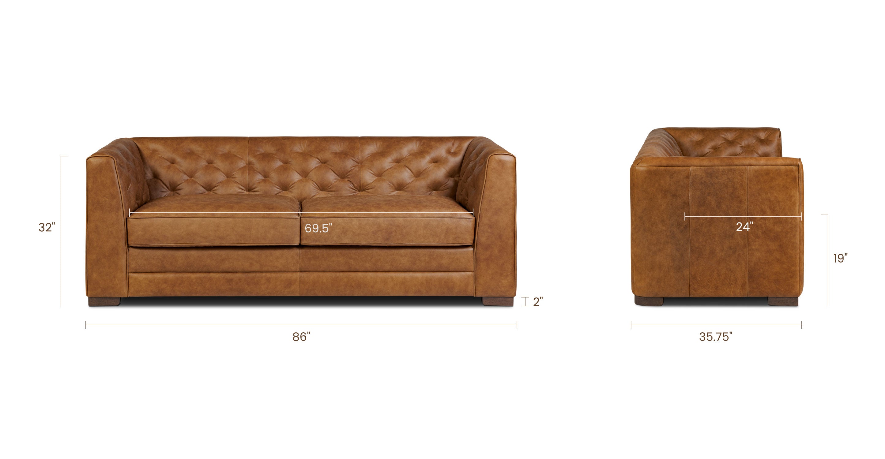 Essex 86 Leather Pull-Out Convertible Sleeper Sofa - Modern Leather Sofa Bed for Living Room, Guest Room & Small Spaces