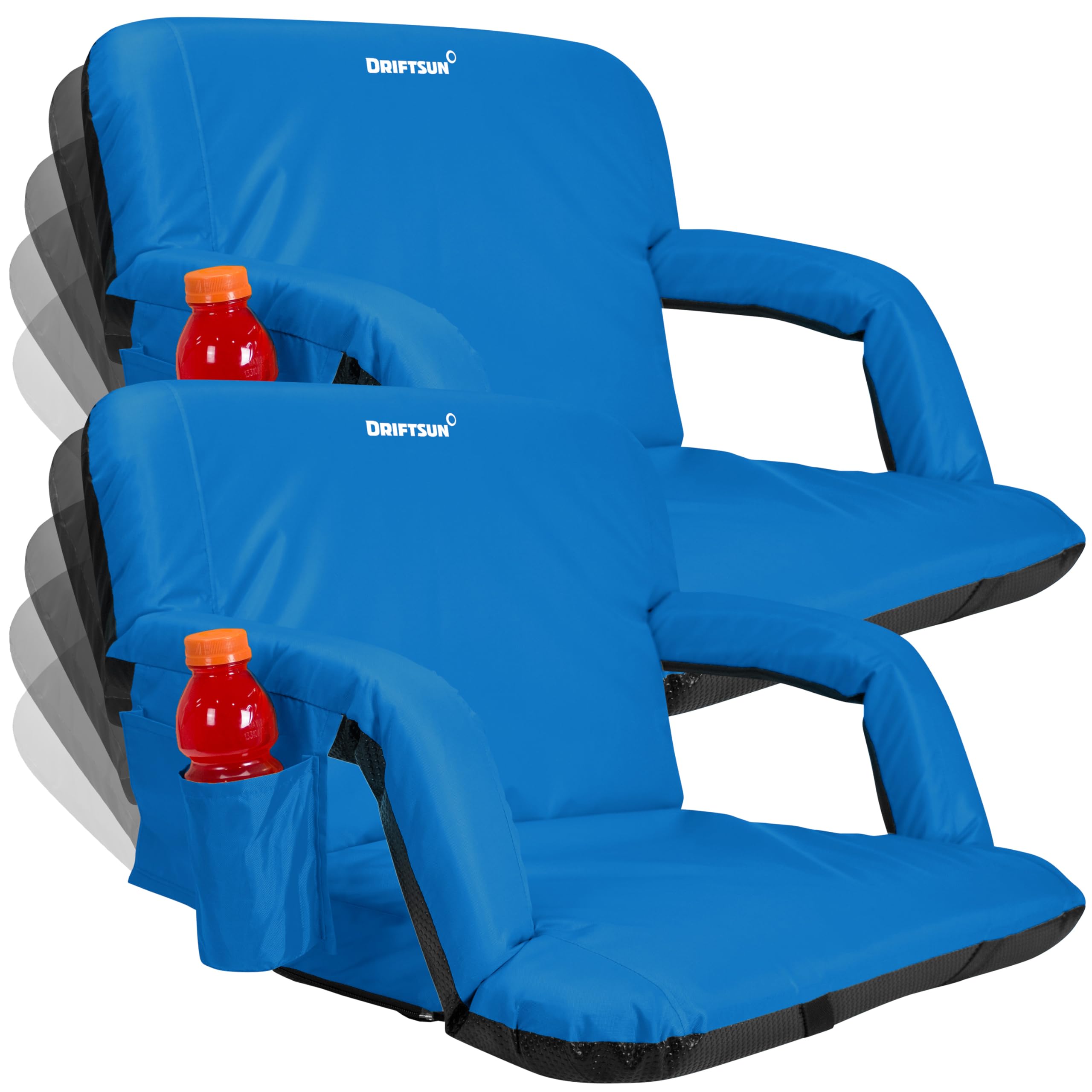 Driftsun 2 Pack Extra Wide Stadium Seats with Back Support - Foldable Bleacher Chairs for Outdoor Sports, Concerts & Events - Waterproof Portable Stadium Seating for Football, Baseball, Soccer Games & Picnics