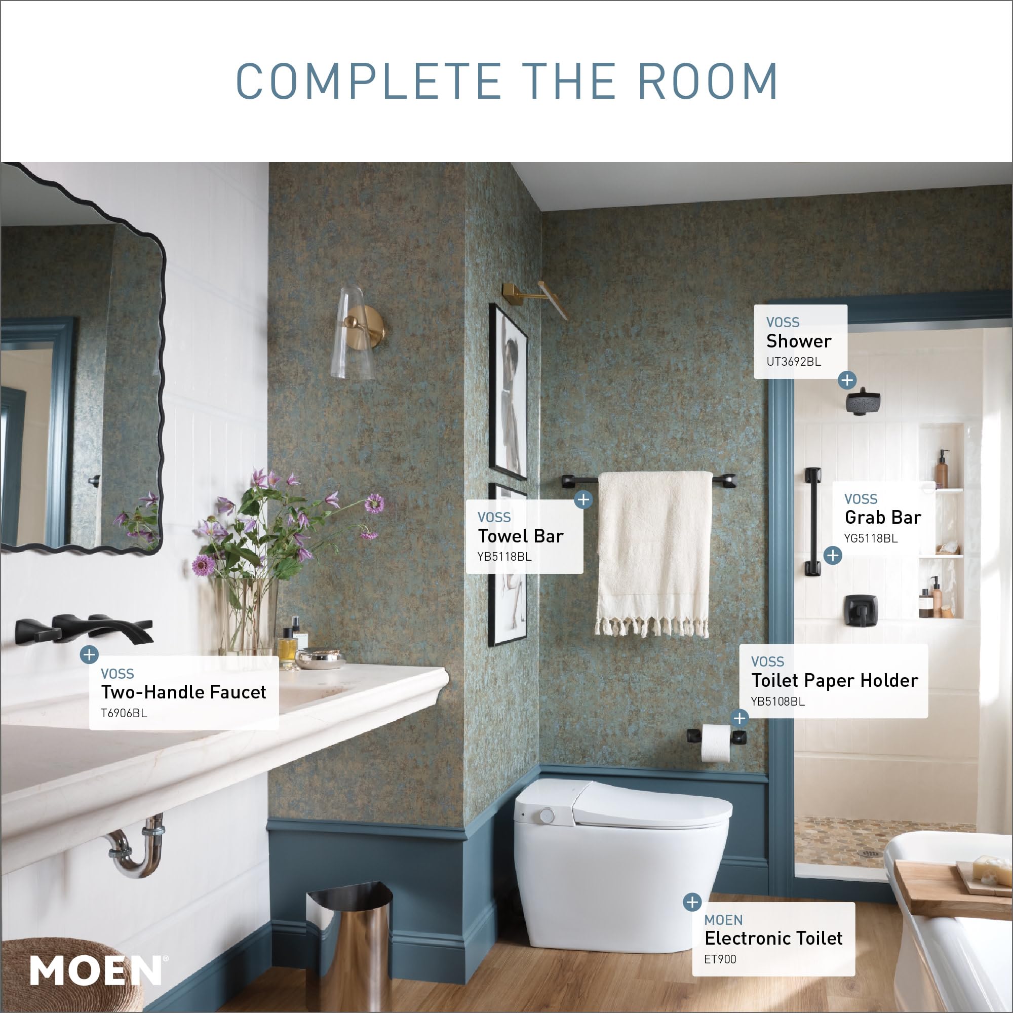 Moen YB5108BL Voss Pivoting Toilet Paper Holder - Brushed Nickel Bathroom Tissue Roll Dispenser for Modern Homes & Commercial Spaces