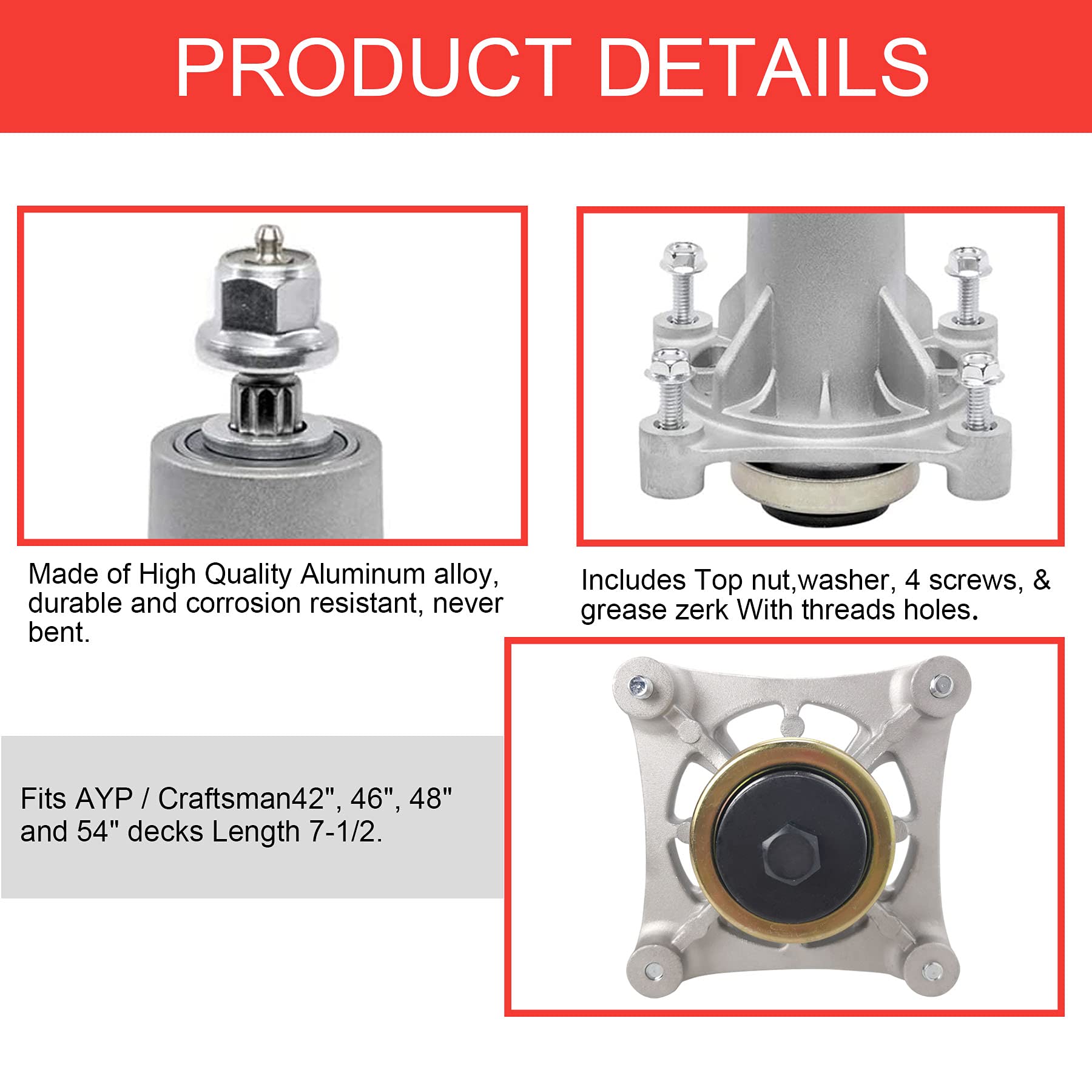 **54 Inch Deck Rebuild Kit for Craftsman Mowers - Includes Pulley, Spindle, Blade & 148 5/8