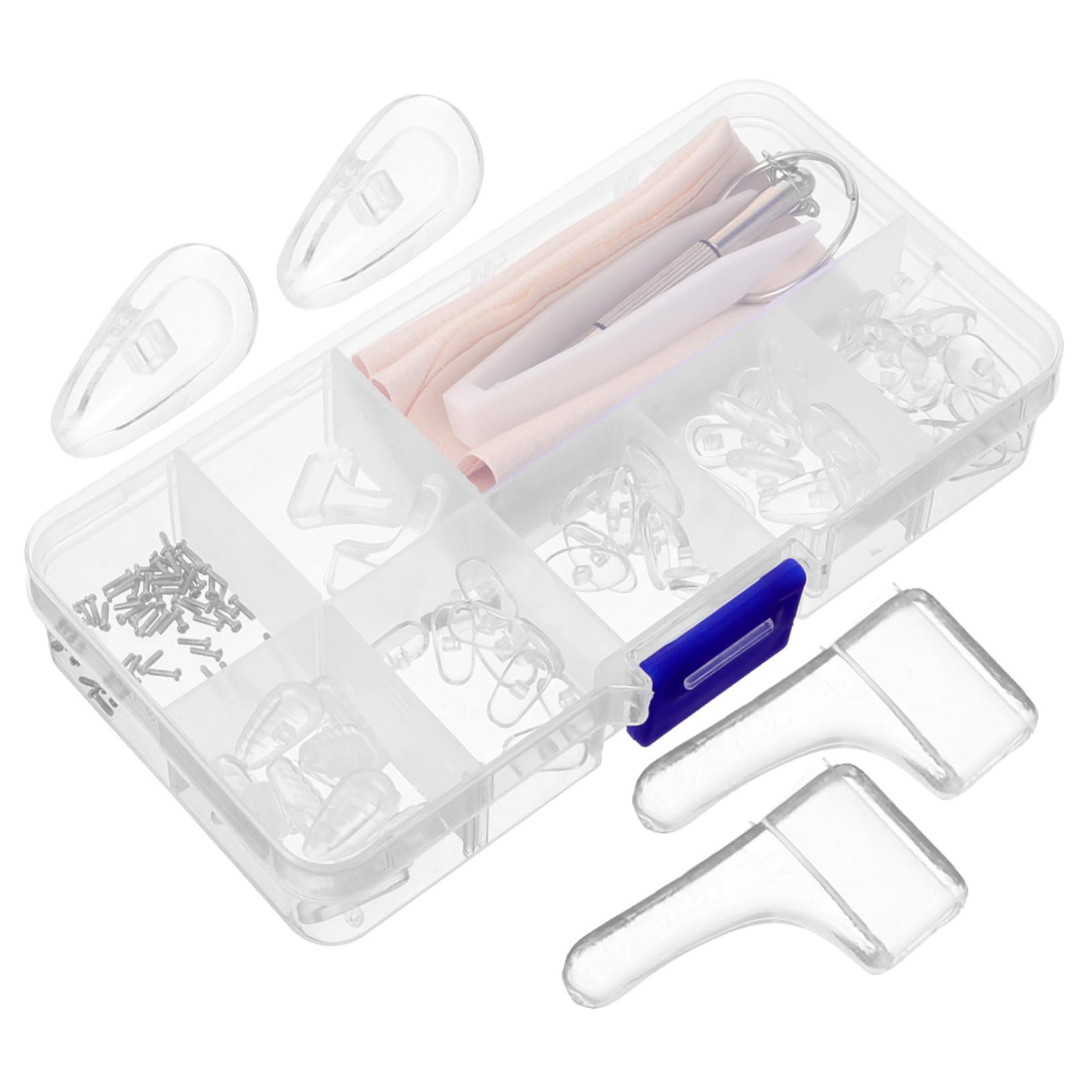 SOLUSTRE 1 Set Eyeglass Nose Pads & Bridge Repair Kit - Plastic Replacement Nose Pads, Nose Bridge & Screws for Glasses Accessories - Perfect for Comfort Adjustment & Eyewear Maintenance at Home or Office