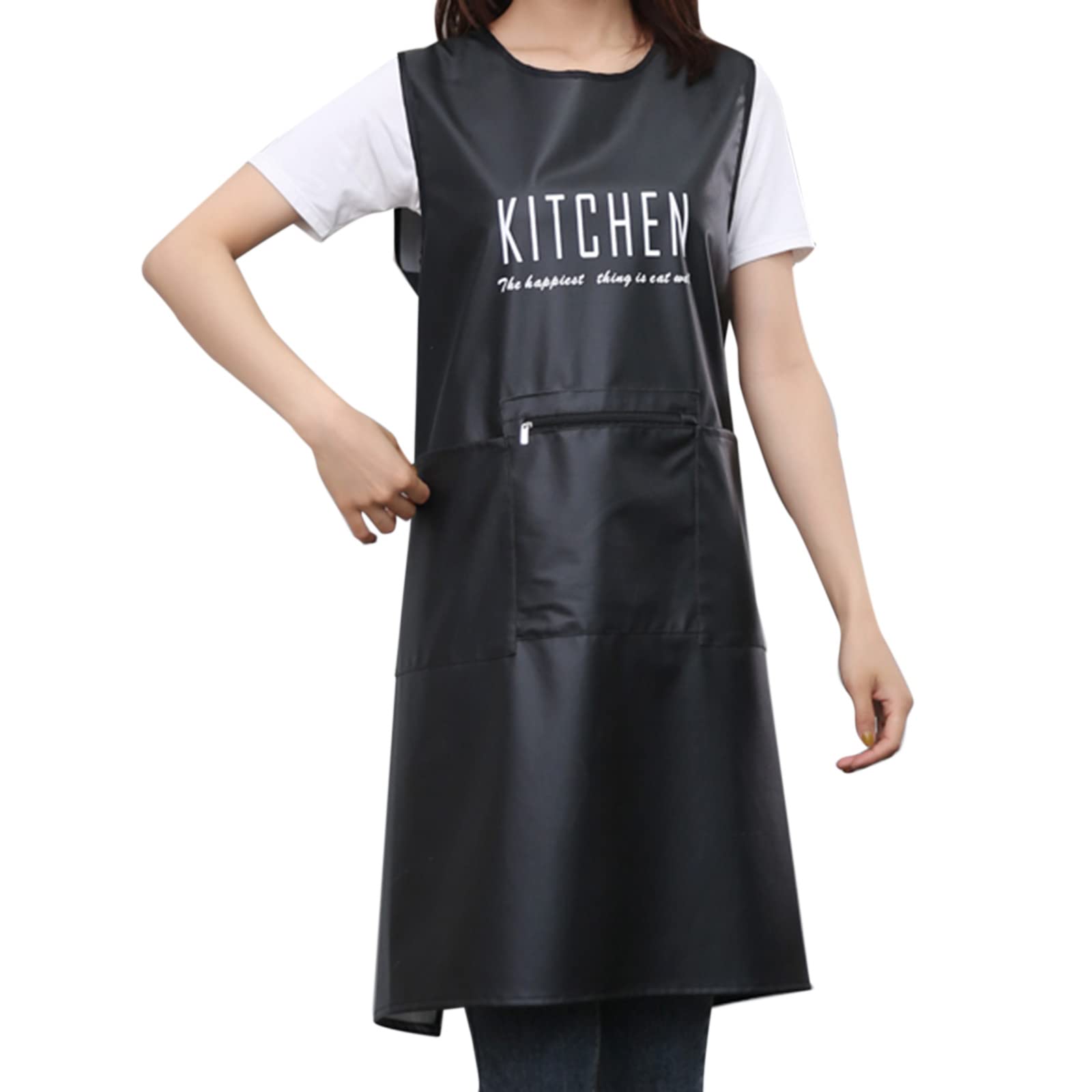 Waterproof PU Leather Work Apron with Pockets - Unisex Chef & Barber Apron for Kitchen, Garden & Ceramics | Durable & Stylish for Cooking, Grilling, Crafting & Professional Use