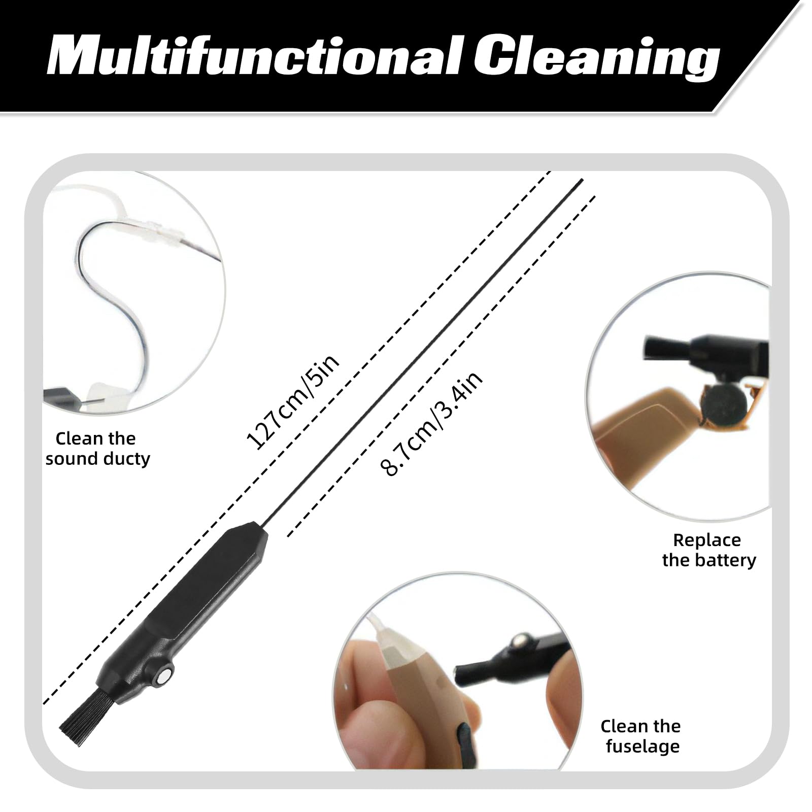Hearing Aid Cleaning Kit with Brush & Wax Loop - for Hearing Amplifiers & Daily Care