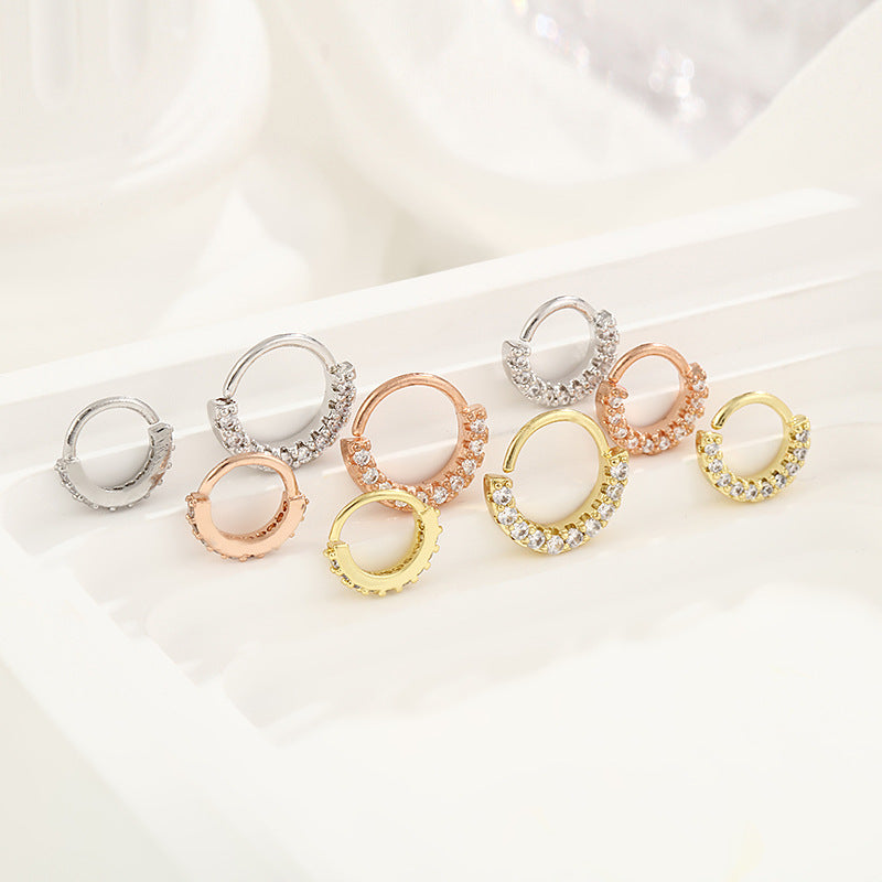 20G 6mm & 8mm CZ Pave Hoop Septum Ring - Stainless Steel Body Jewelry | Perfect for Nose Piercing, Cartilage & Helix - ER8508