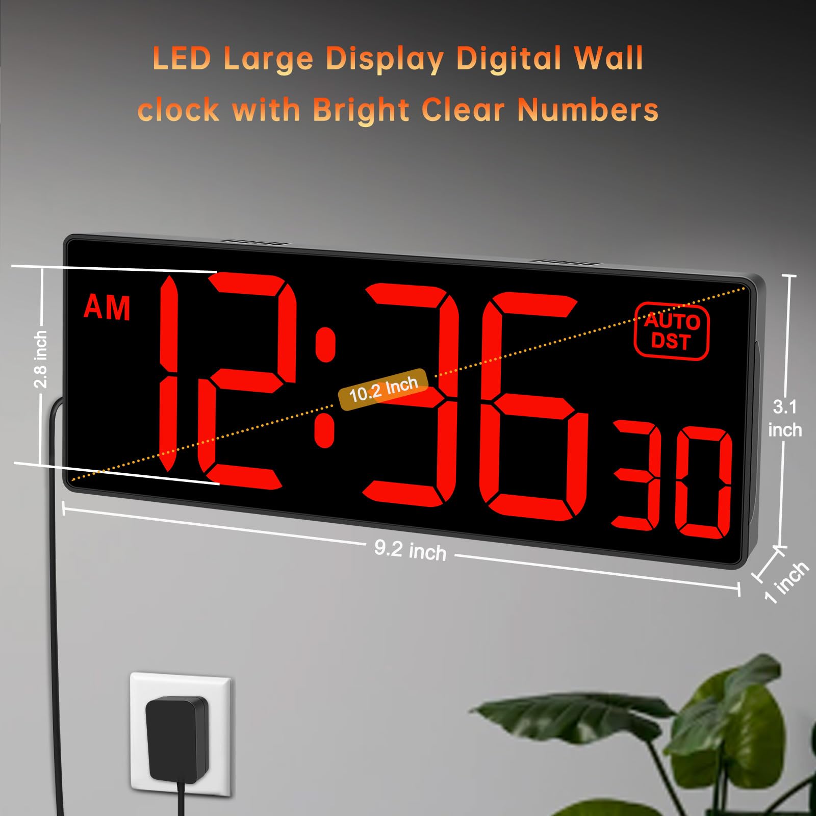 Large LED Digital Wall Clock with Seconds & Remote Countdown Timer - 5 Dimmer Modes for Gym, Office, Classroom | Soobest Bright Display for Fitness, Work & Study