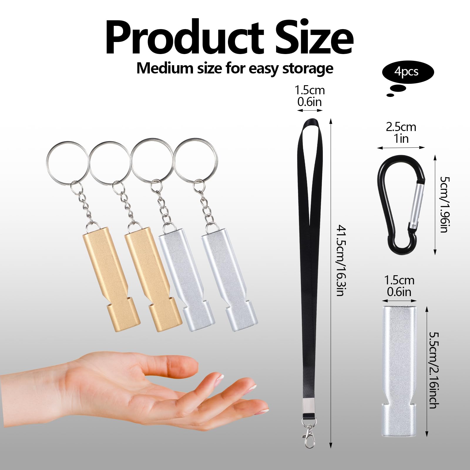 4Pcs 120dB Aluminum Safety Whistle for Hiking Camping Kayaking Outdoor
