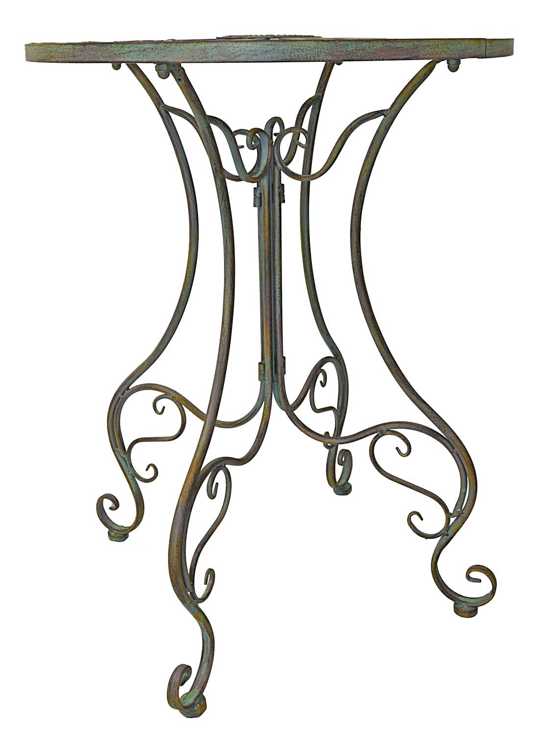 Westcharm Elegant Metal Bistro Table for Outdoor Patio - Curved Legs with Scrolling Heart & Peacock Tail Design - Perfect for Garden, Balcony, and Backyard Dining
