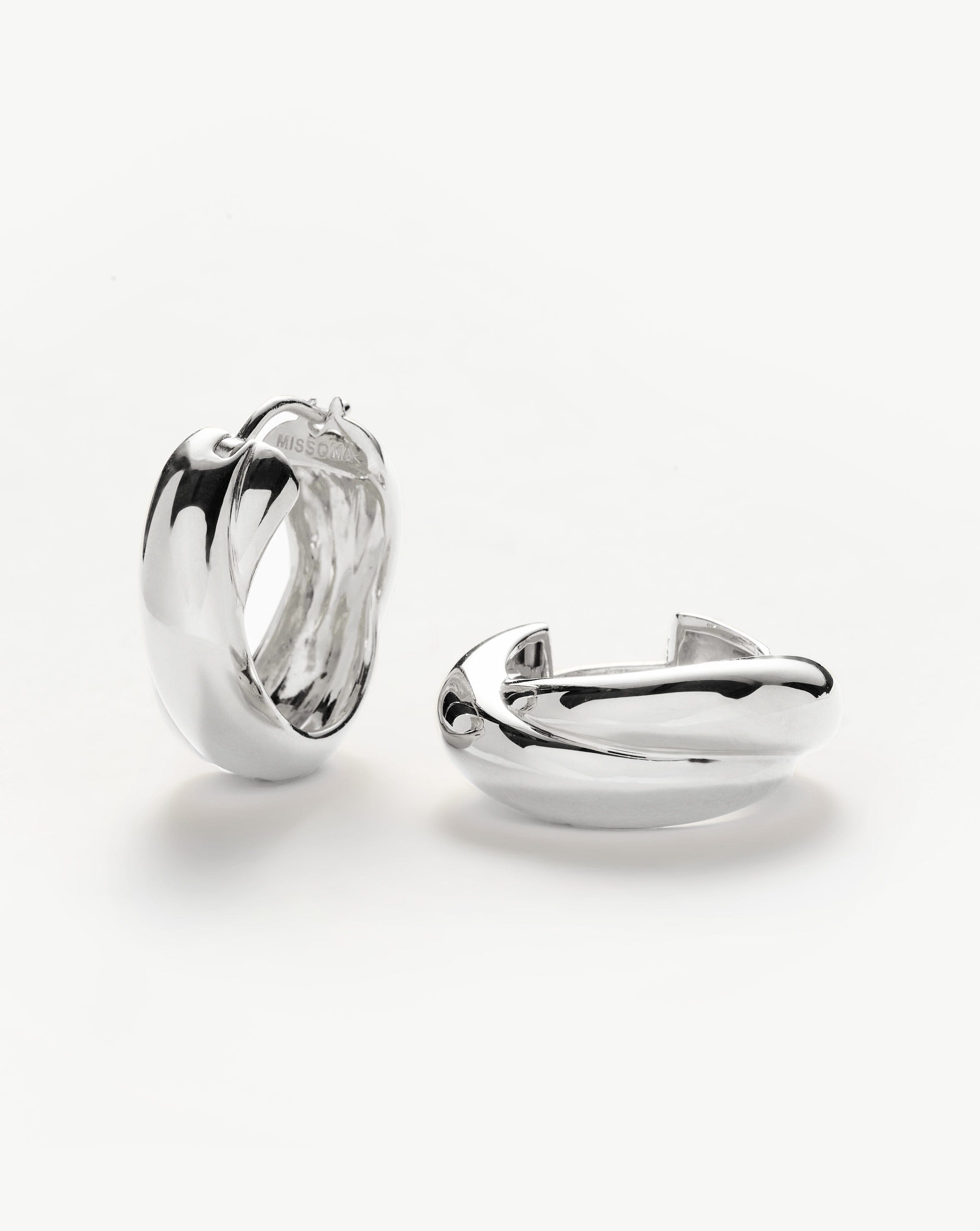 Lucy Williams Chunky Medium Entwine Hoop Earrings - Silver Plated Dangle Earrings for Women | Trendy Boho Jewelry for Everyday Wear & Special Occasions