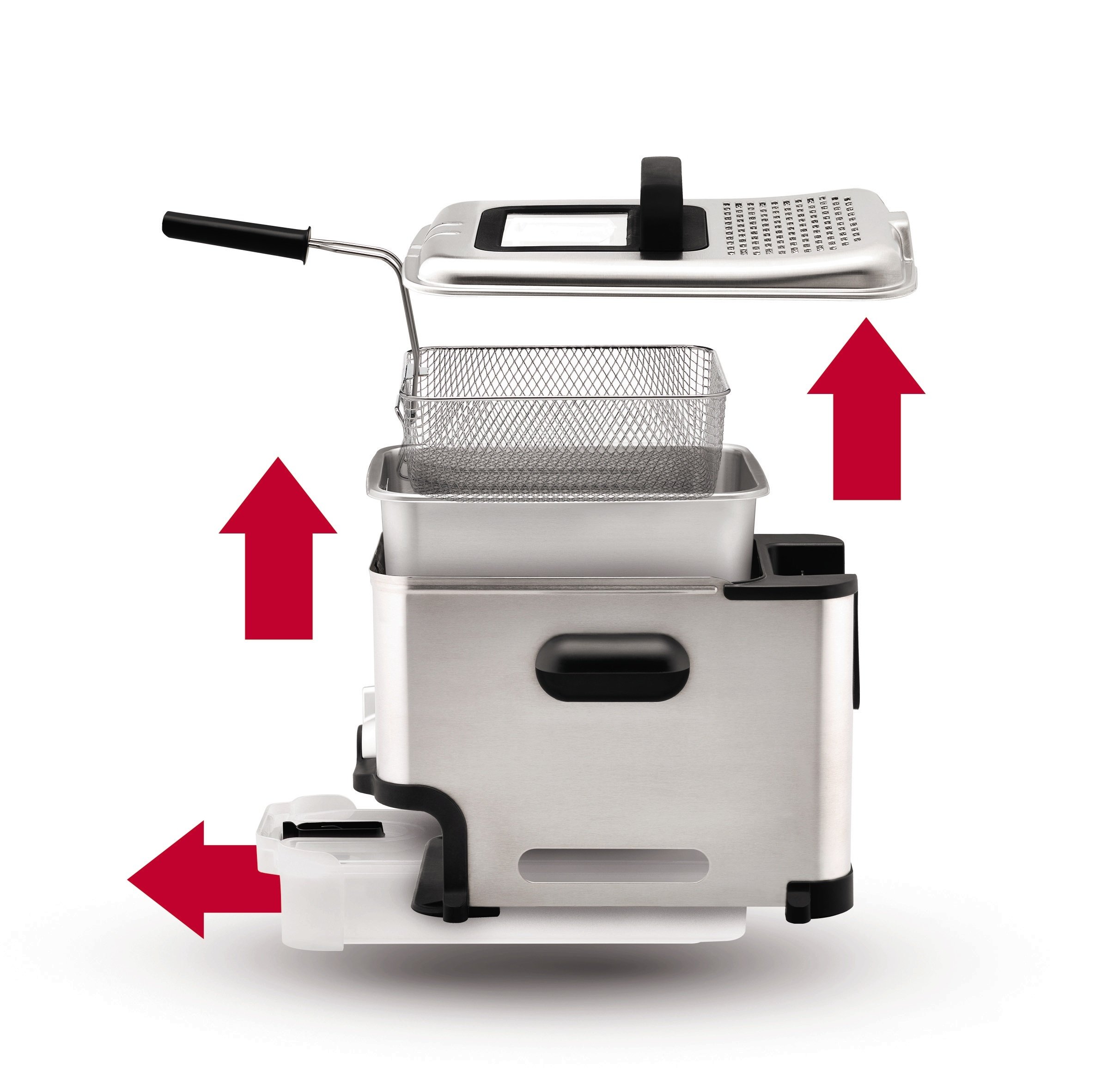 T-fal 3.5L Stainless Steel Deep Fryer with Basket - 1700W Electric Oil Fryer with Temperature Control, Digital Timer & Oil Filtration System - Dishwasher Safe Parts for Home Kitchen, Restaurant & Fast Food Use