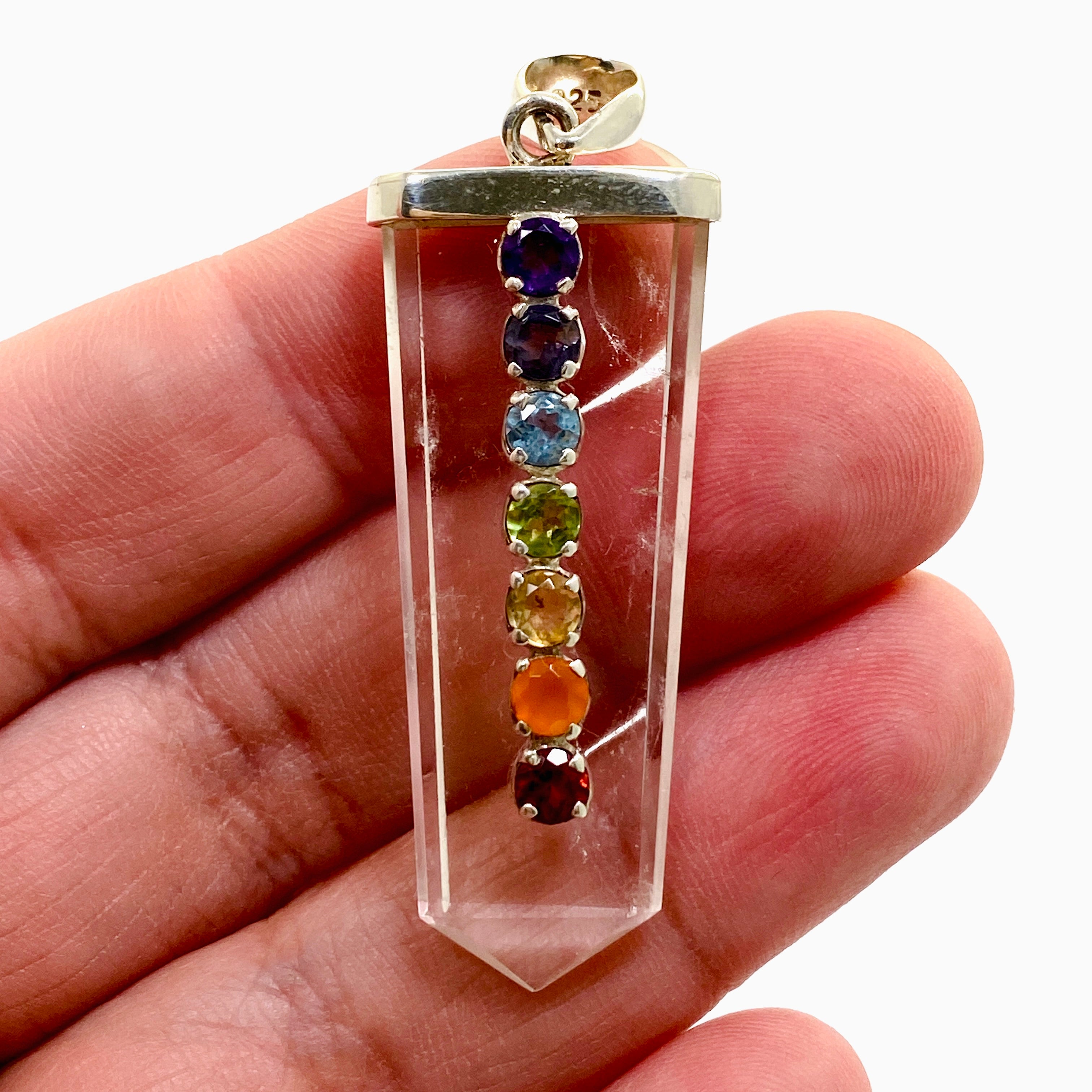 Natural Clear Quartz Point Chakra Pendant Necklace - Healing Crystal Energy Jewelry PPGJ1084 for Meditation, Yoga & Spiritual Balance