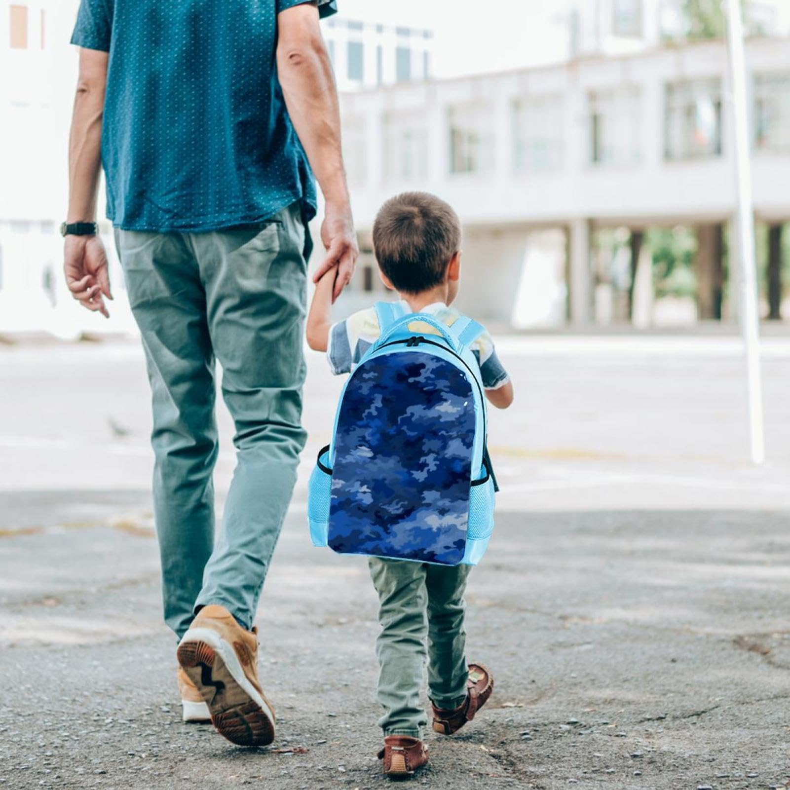 Lightweight Travel Backpack - Small Carry On Backpack with Abstract Blue Camouflage Design - Perfect for Airplane, Hiking & Daily Commute